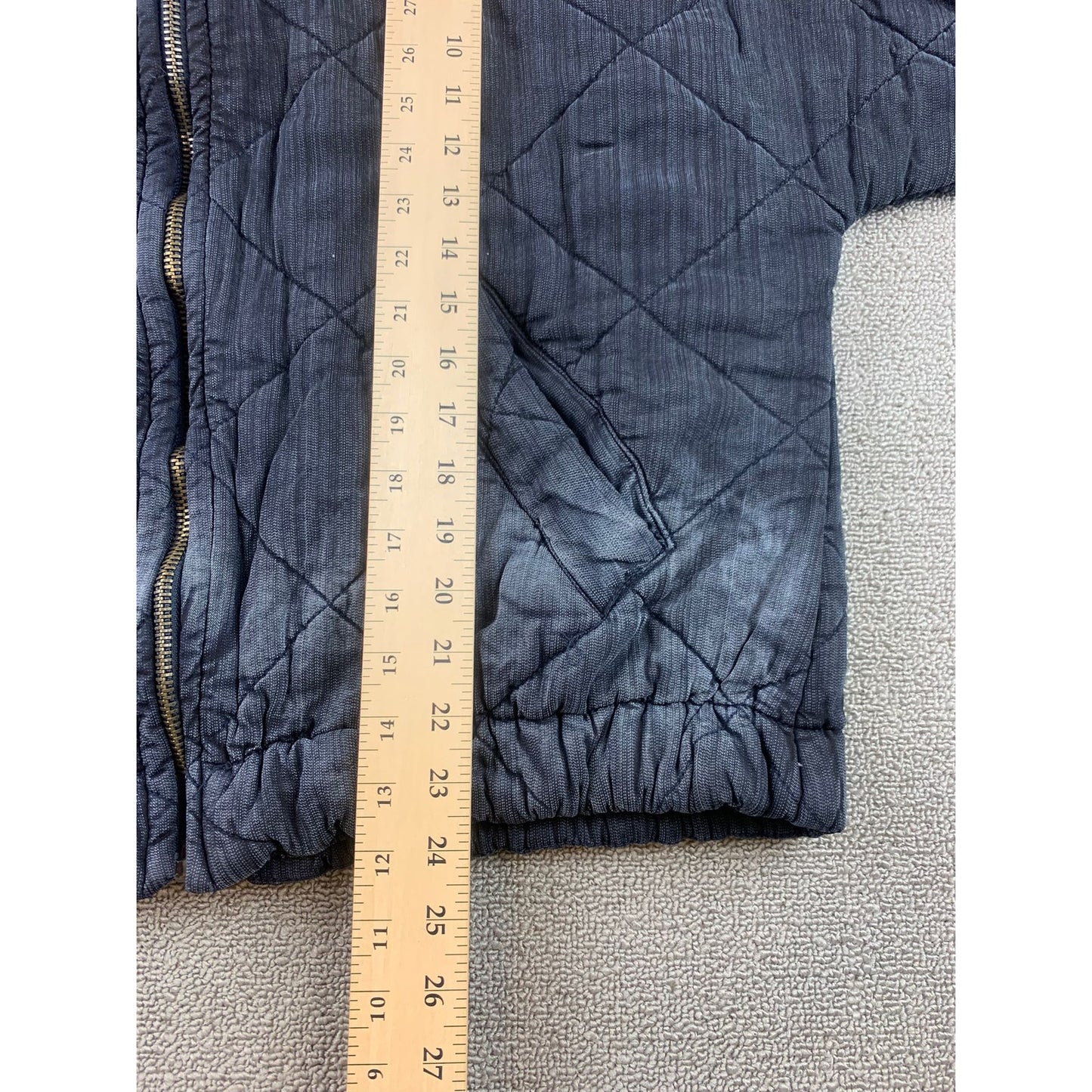 Vintage Havana Women M Dark Gray Washed Quilted Puffer Jacket Full Zip