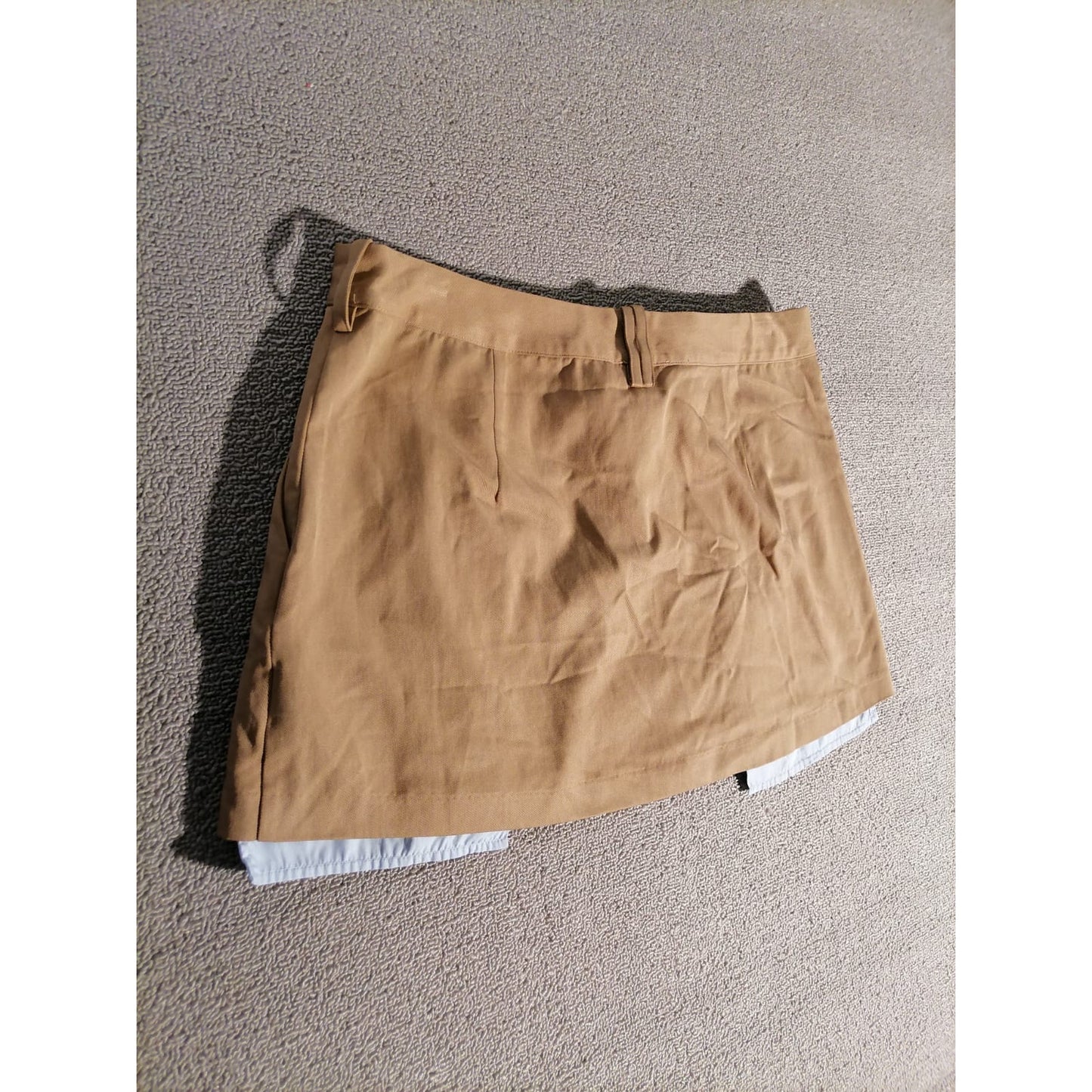 ZARA Medium Female Brown Tan Pleated Skirt with White Layered Hemline Stylish