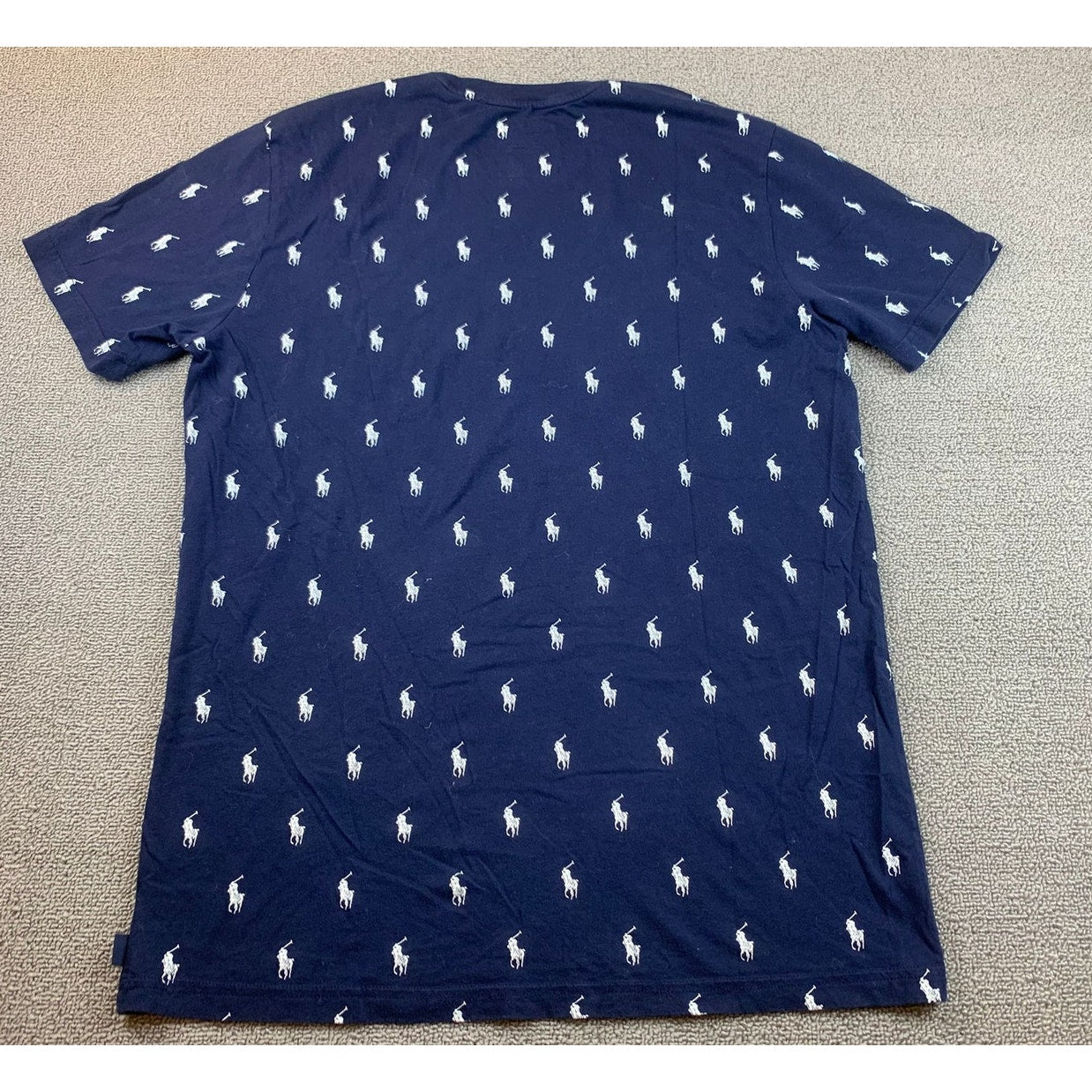 Polo Ralph Lauren Men's Medium Navy All Over Print Crewneck T-Shirt