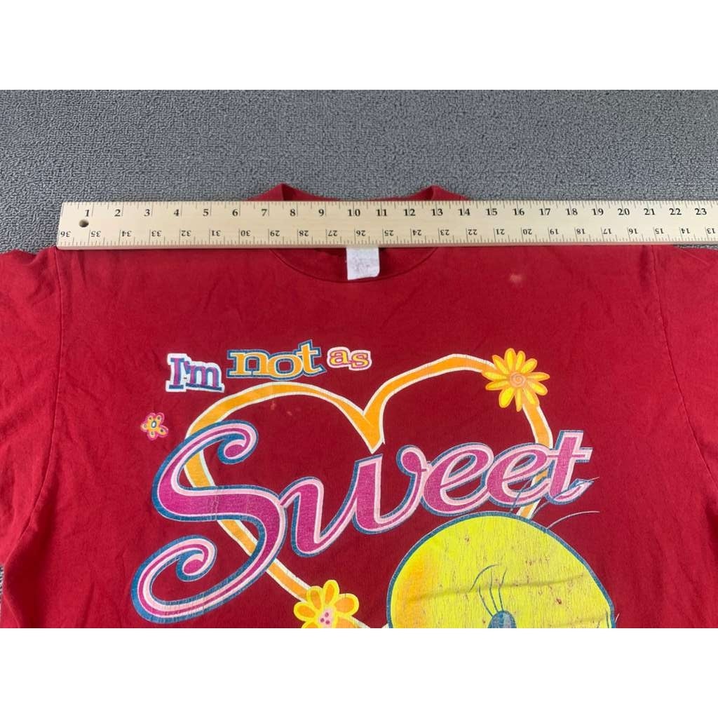 Vintage Looney Tunes 1996 Men's Size XL Red Tweety Graphic T Shirt As Sweet As