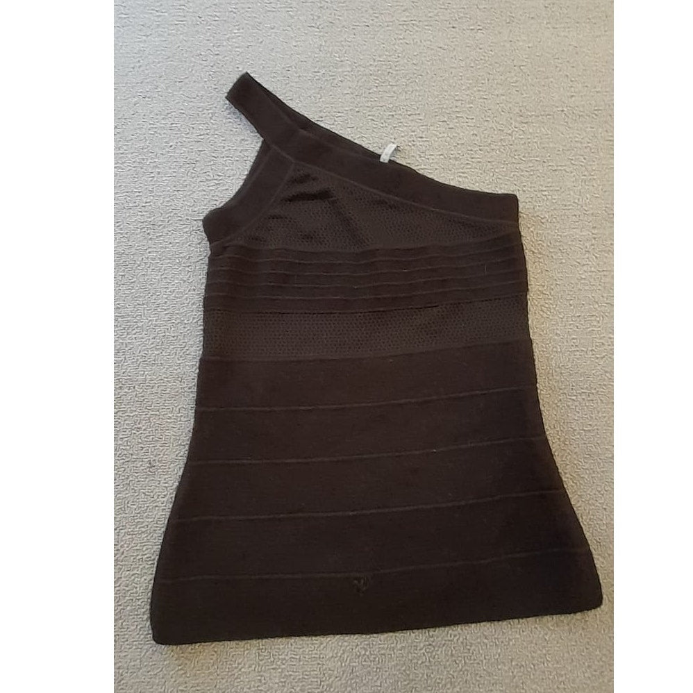Giorgio Armani Womens Size 44 Black One Shoulder Bandage Knit Top