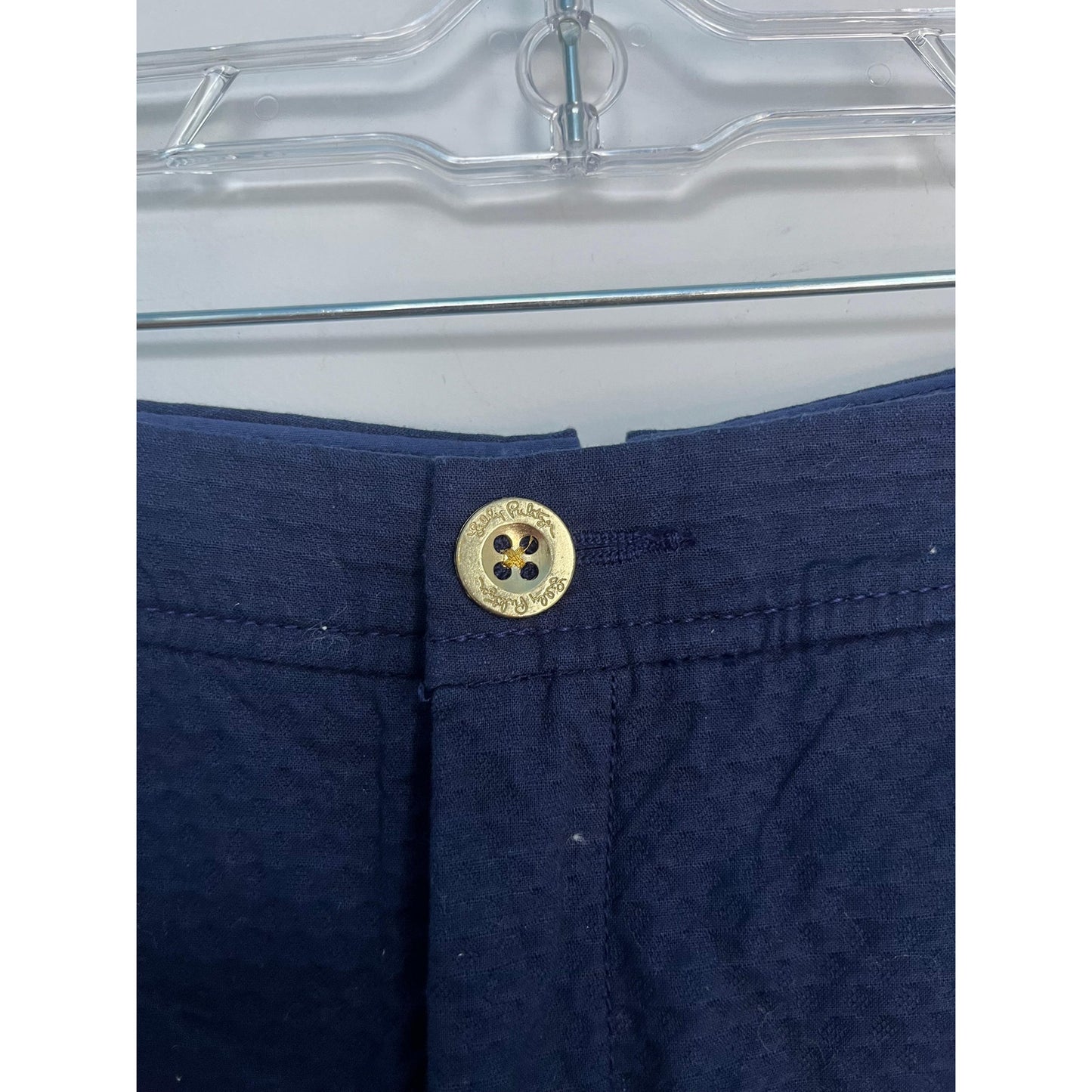 Lilly Pulitzer Scallop Hem Mini Skirt Women 0 Navy Blue Textured Cotton Blend