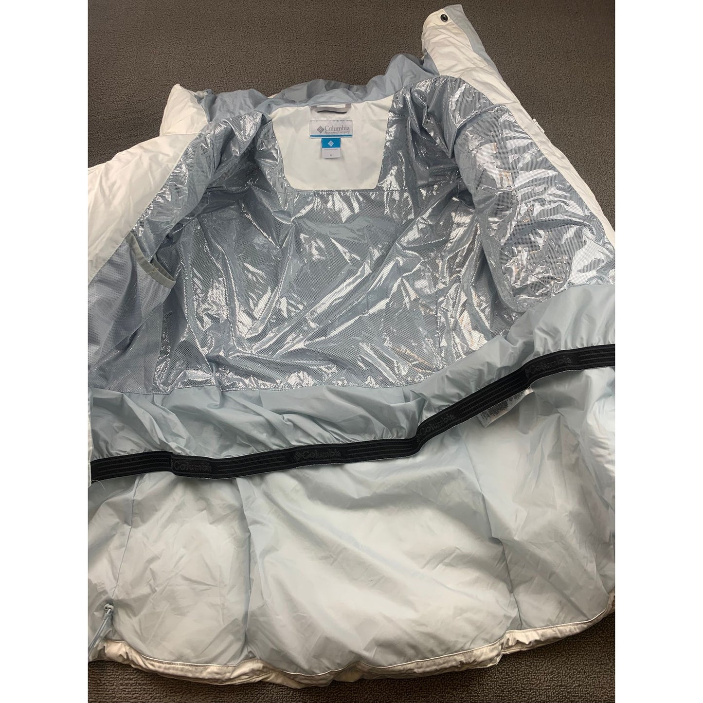 Columbia Women Medium White Puffer Jacket Hooded Down Coat