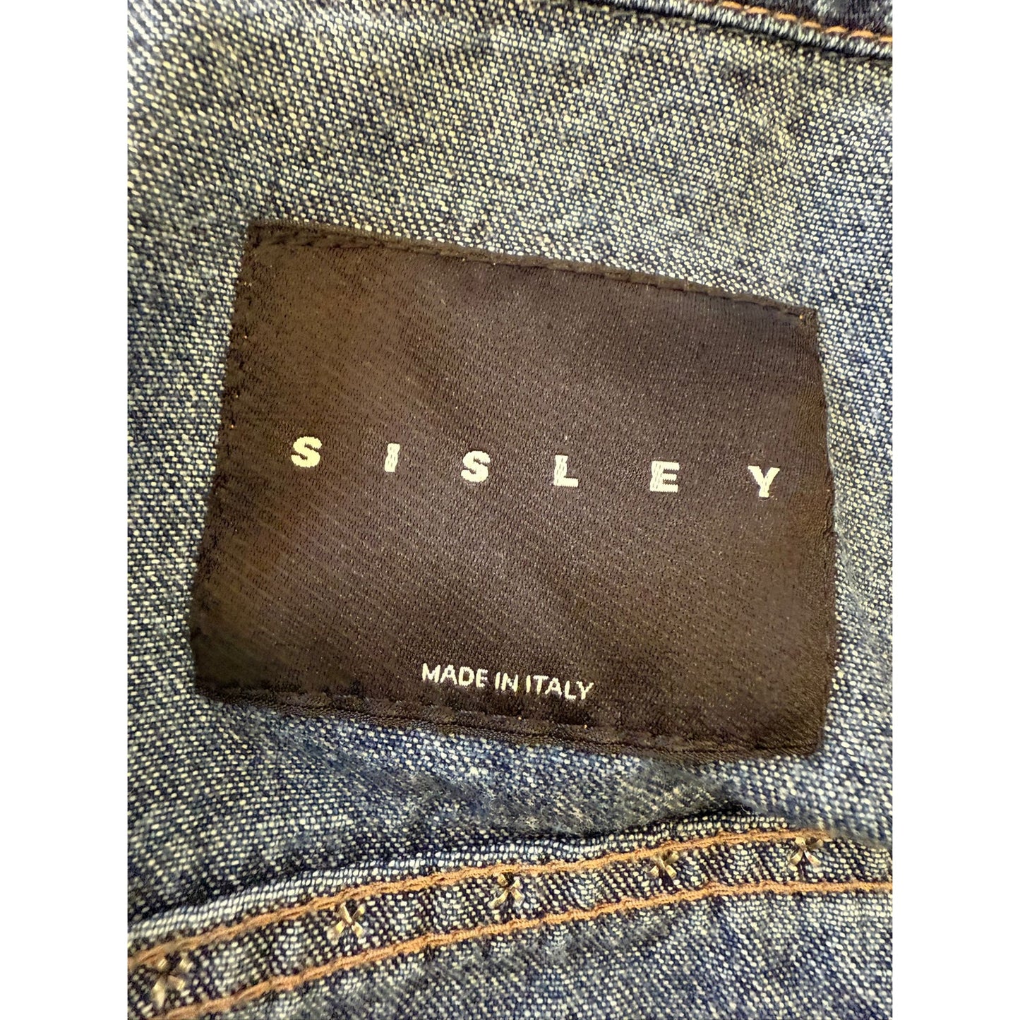 Sisley Blue Studded Denim Jean Jacket Women XS