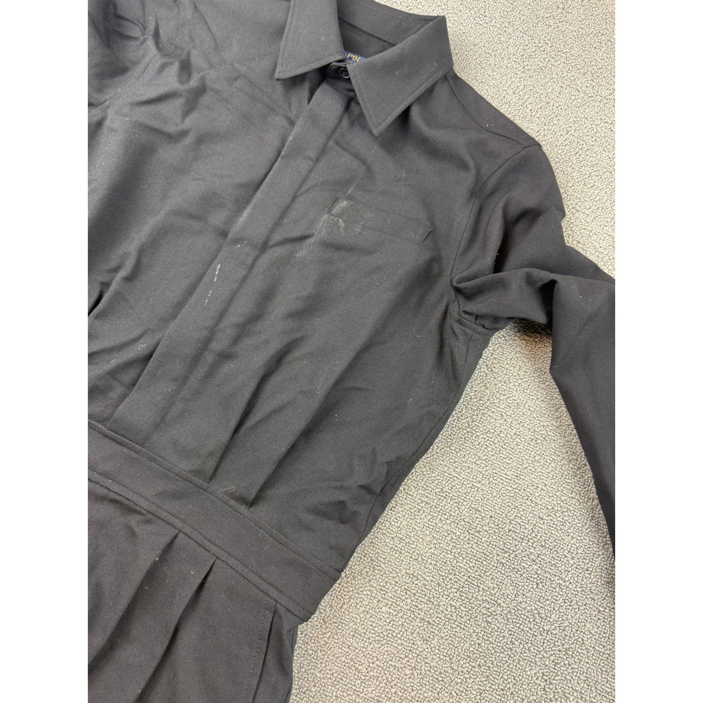 Polo Ralph Lauren Women 8 Black Long Sleeve Jumpsuit Pockets And Buttons 2010's