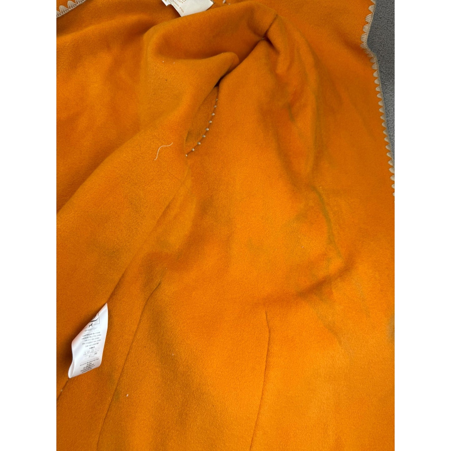 Doggy Qin Women's Small Orange Textured Edge Hooded Pocket Jacket
