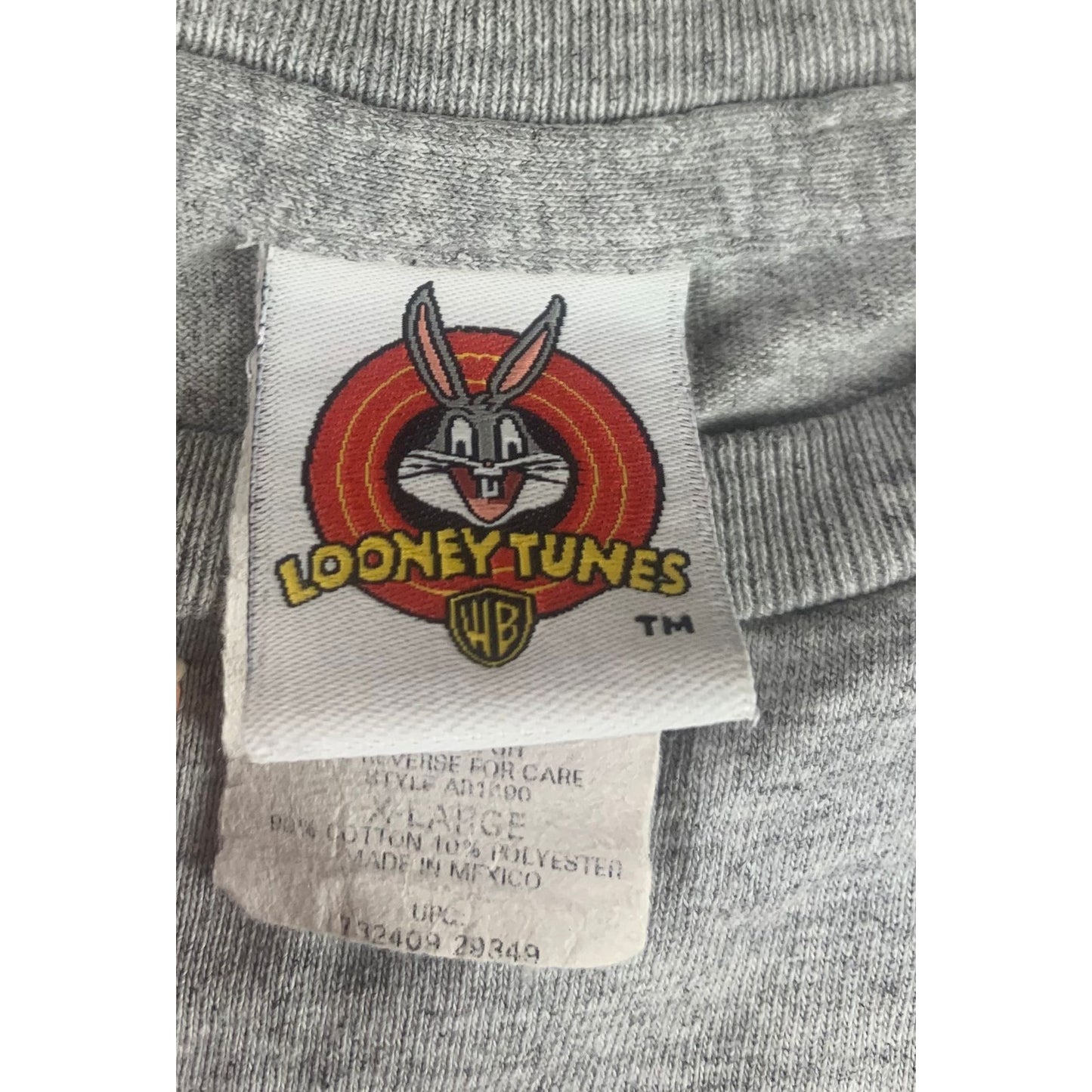 Y2K Looney Tunes T Shirt Men XL Gray Tweety Sylvester Graphic Short Sleeve