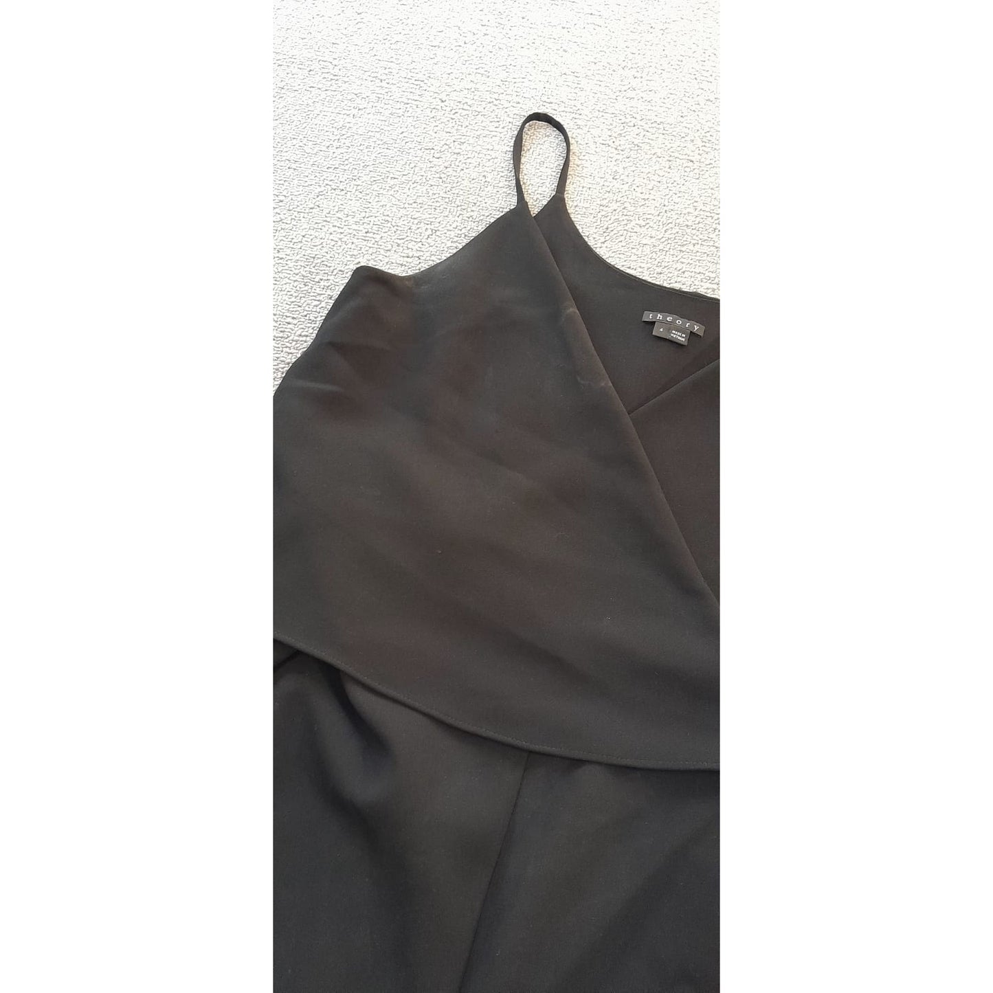 Theory Womens Size 4 Black Sleeveless Jumpsuit Wrap Top Jogger