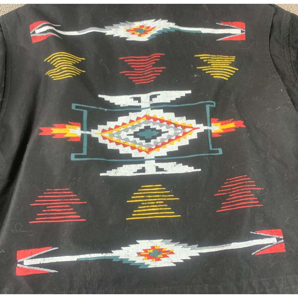 Polo Ralph Lauren Women Large Black Southwestern Aztec Military Field Jacket