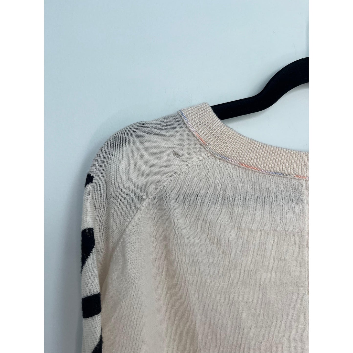 Zadig Voltaire Logo Sleeve Sweater Women XS Merino Wool Beige Pullover