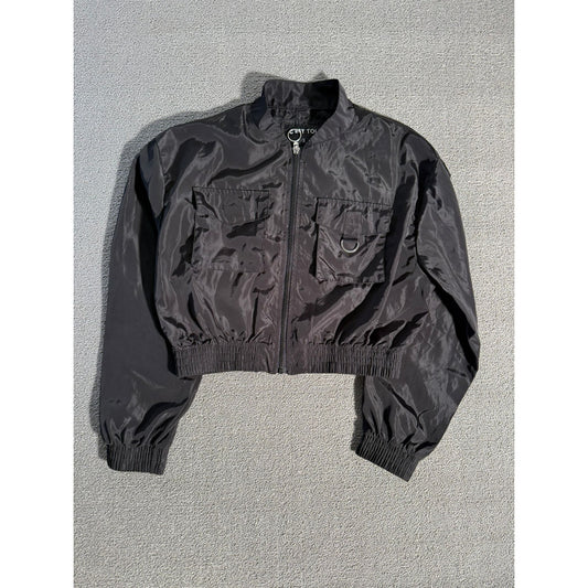 C’est Toi Black Cropped Zip‑Up jacket Size S Active Fall Urban City
