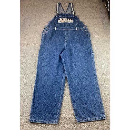 Vintage Disney Catalog Mickey Mouse Denim Overalls Women XL Mickey Bib Patch