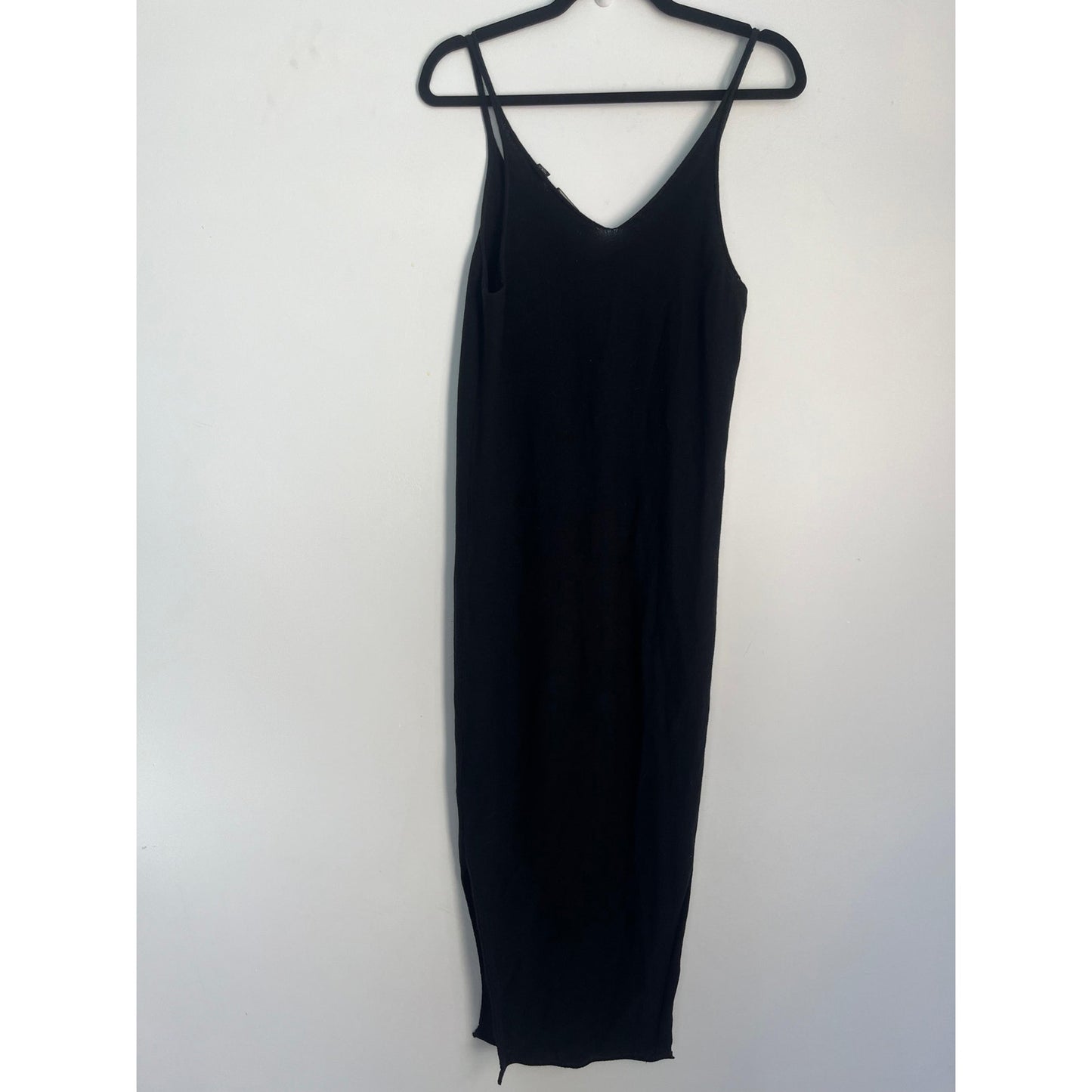 AllSaints Knit Midi Dress Women Medium Black Sleeveless Minimalist