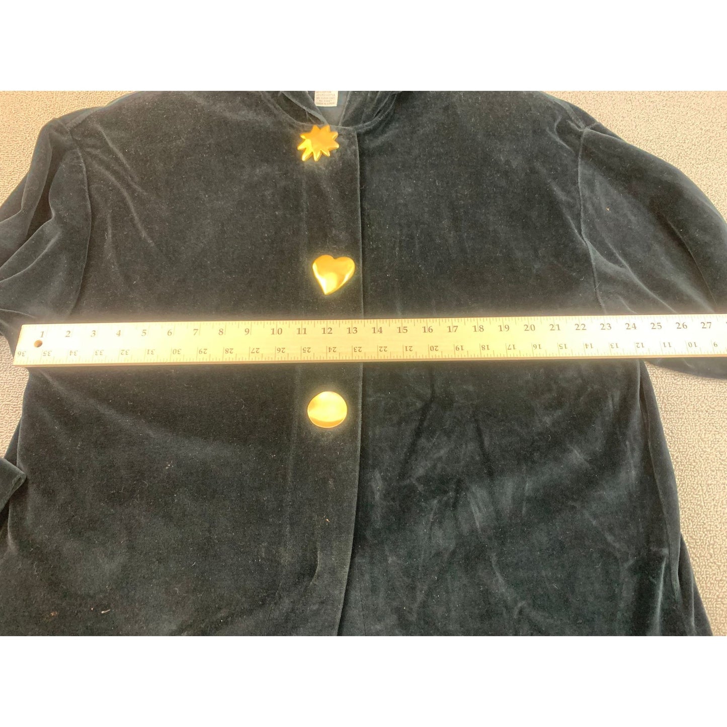 Vintage Regina Porter Women's Large Black Light Coat Button Front Sun Heart Moon