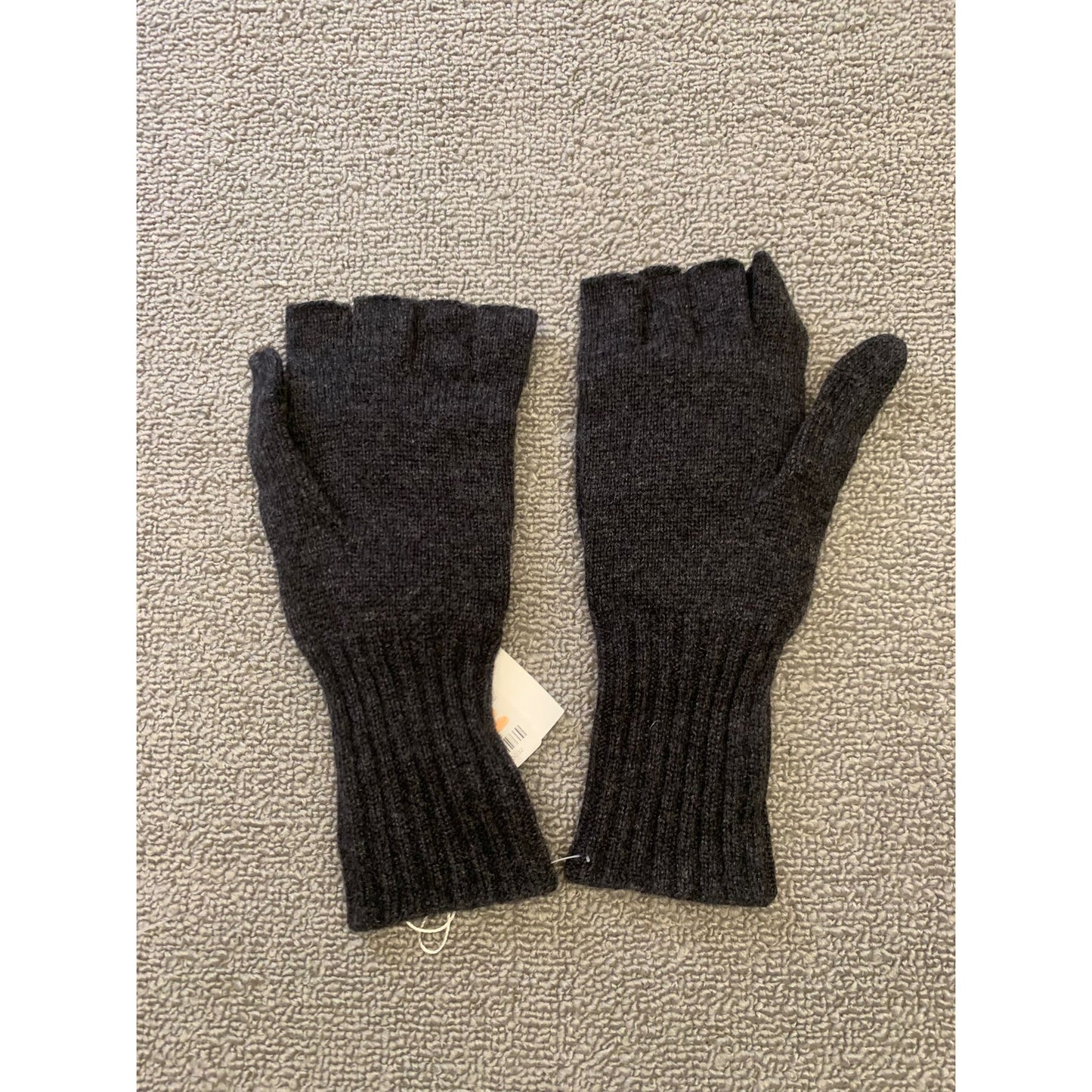 Carolina Amato Women One Size Black Cashmere Gloves Fingerless Mittens