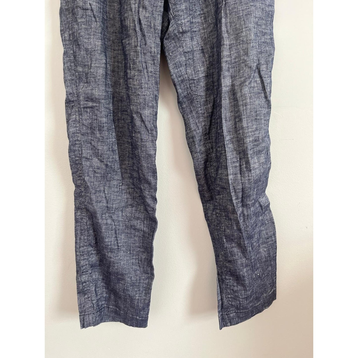 Theory Linen Blend Tapered Pants Women Size 4 Navy Blue Lightweight