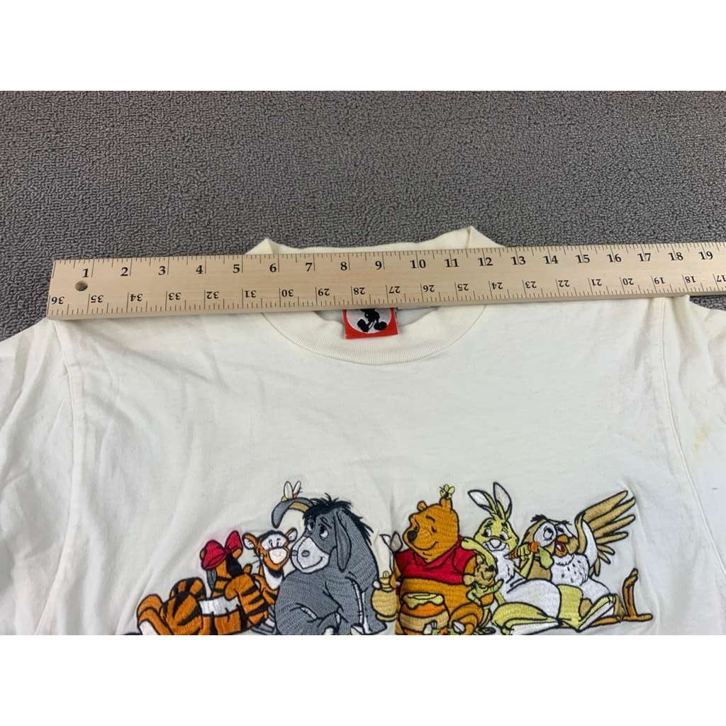 VINTAGE Disney Winnie the Pooh Shirt S/M White 90s Graphic T Embroidered Cartoon