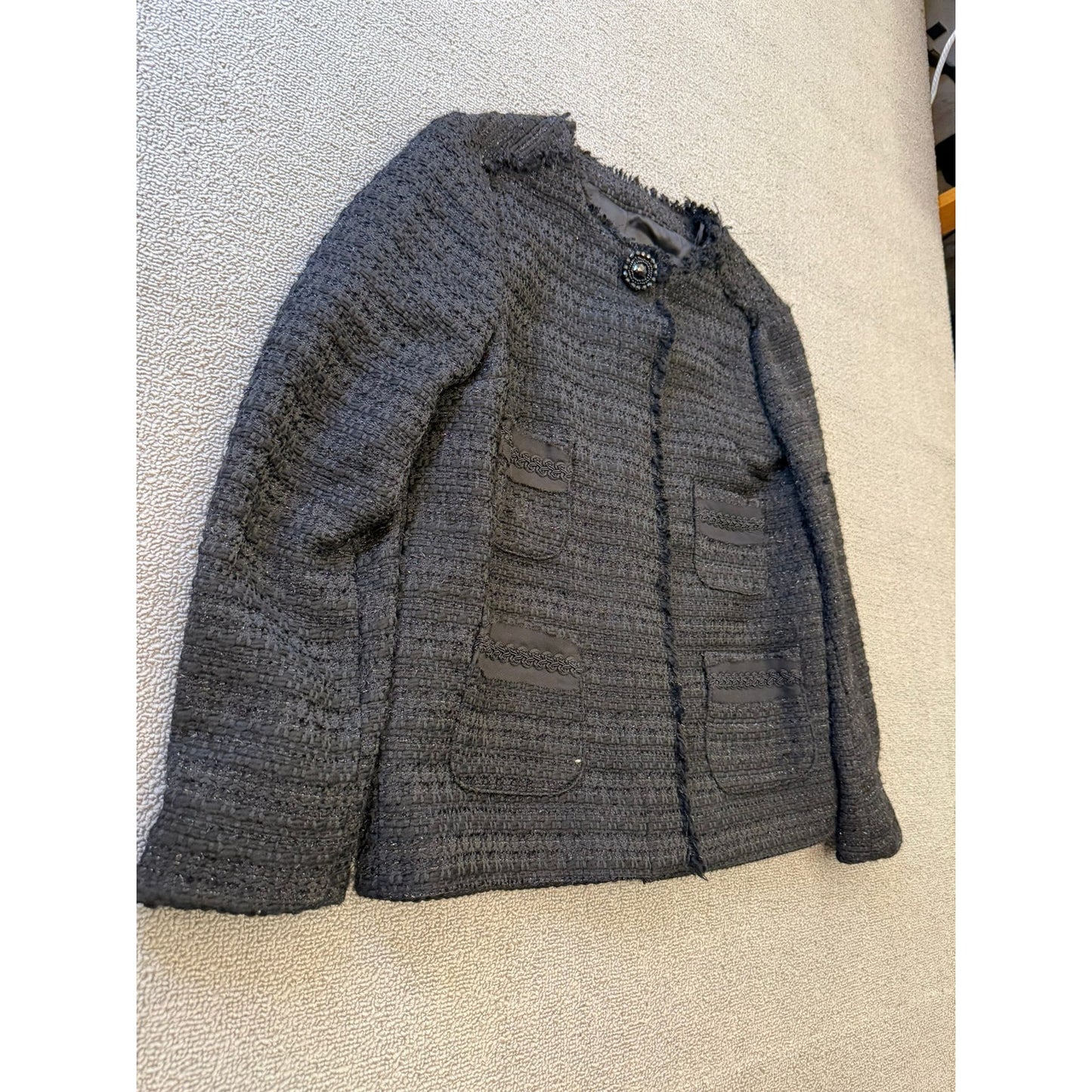Zara Basic Collection Women's Size Small Black Tweed Jacket