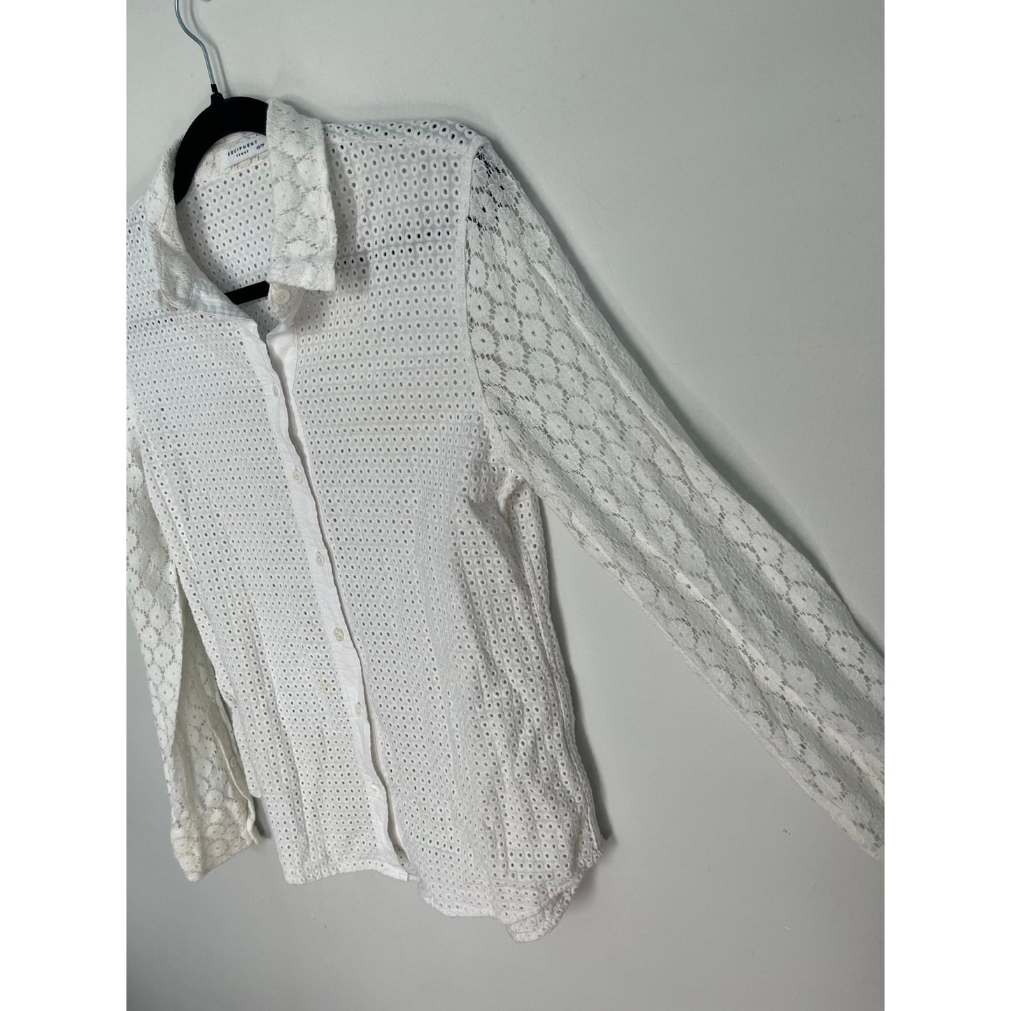 Equipment Lace Button Down Top Women XS White Eyelet Embroidered Blouse