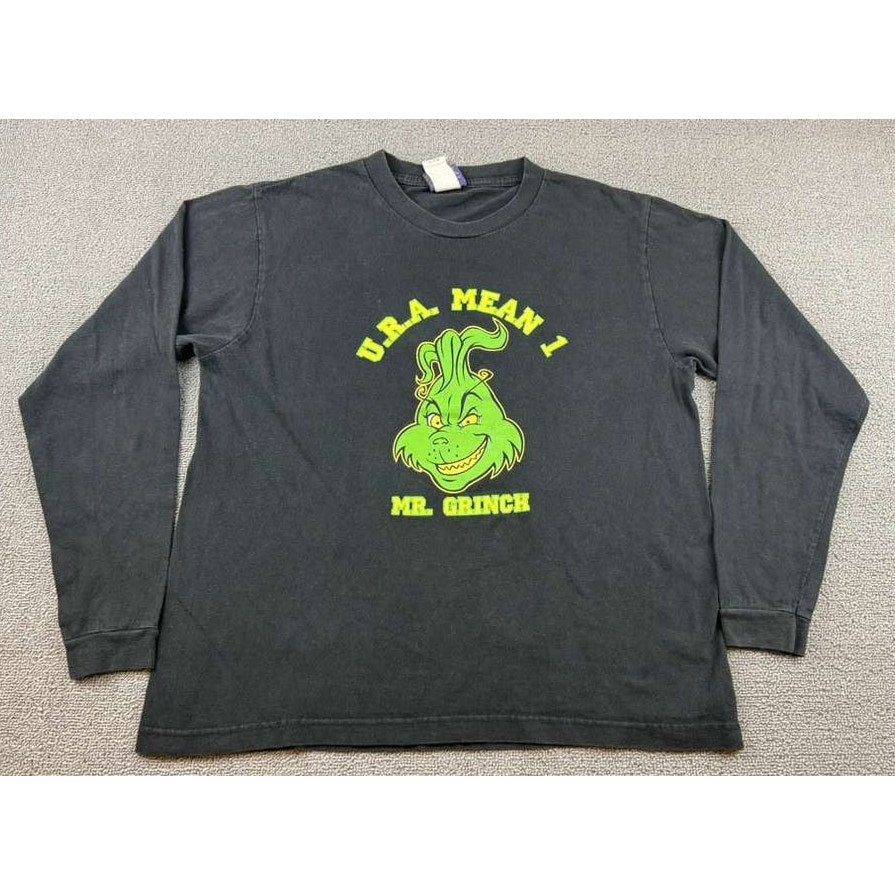 Dr. Seuss Grinch “U R A Mean 1” Long Sleeve T-Shirt Vintage 90s/00s Black Men XL