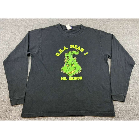 Dr. Seuss Grinch “U R A Mean 1” Long Sleeve T-Shirt Vintage 90s/00s Black Men XL