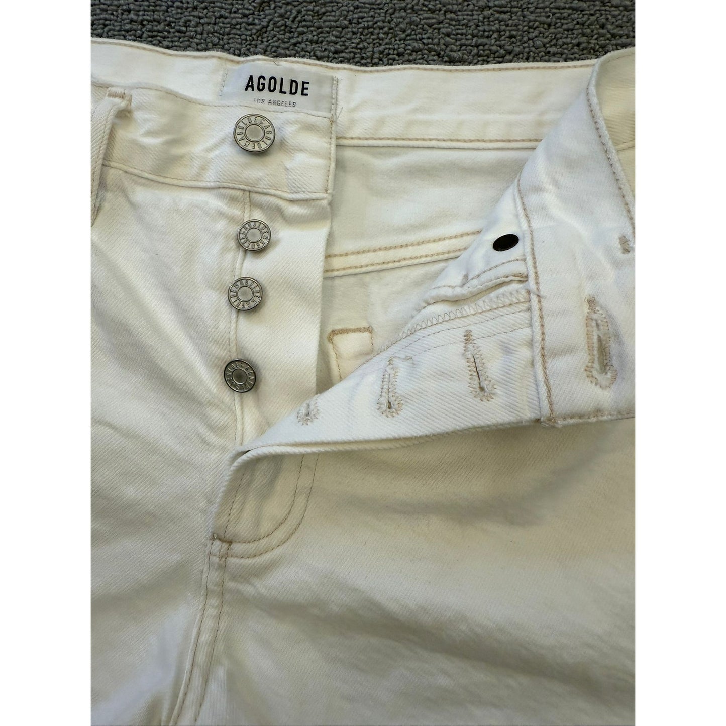 AGOLDE Los Angeles Women's Size 25 White Denim Shorts High Rise Cutoff