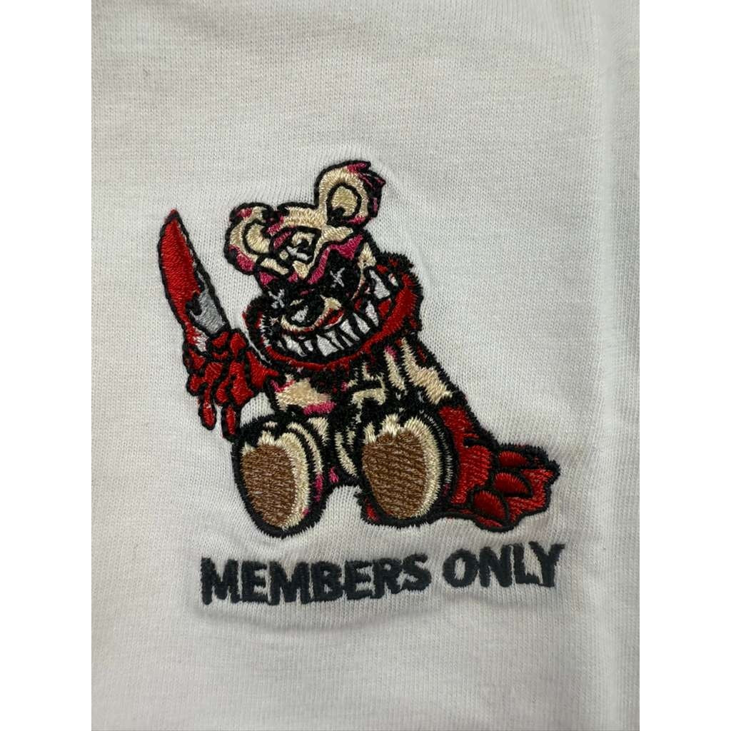 Members Only Graphic T Shirt Mens M White Bloody Bear Knife Logo Cotton