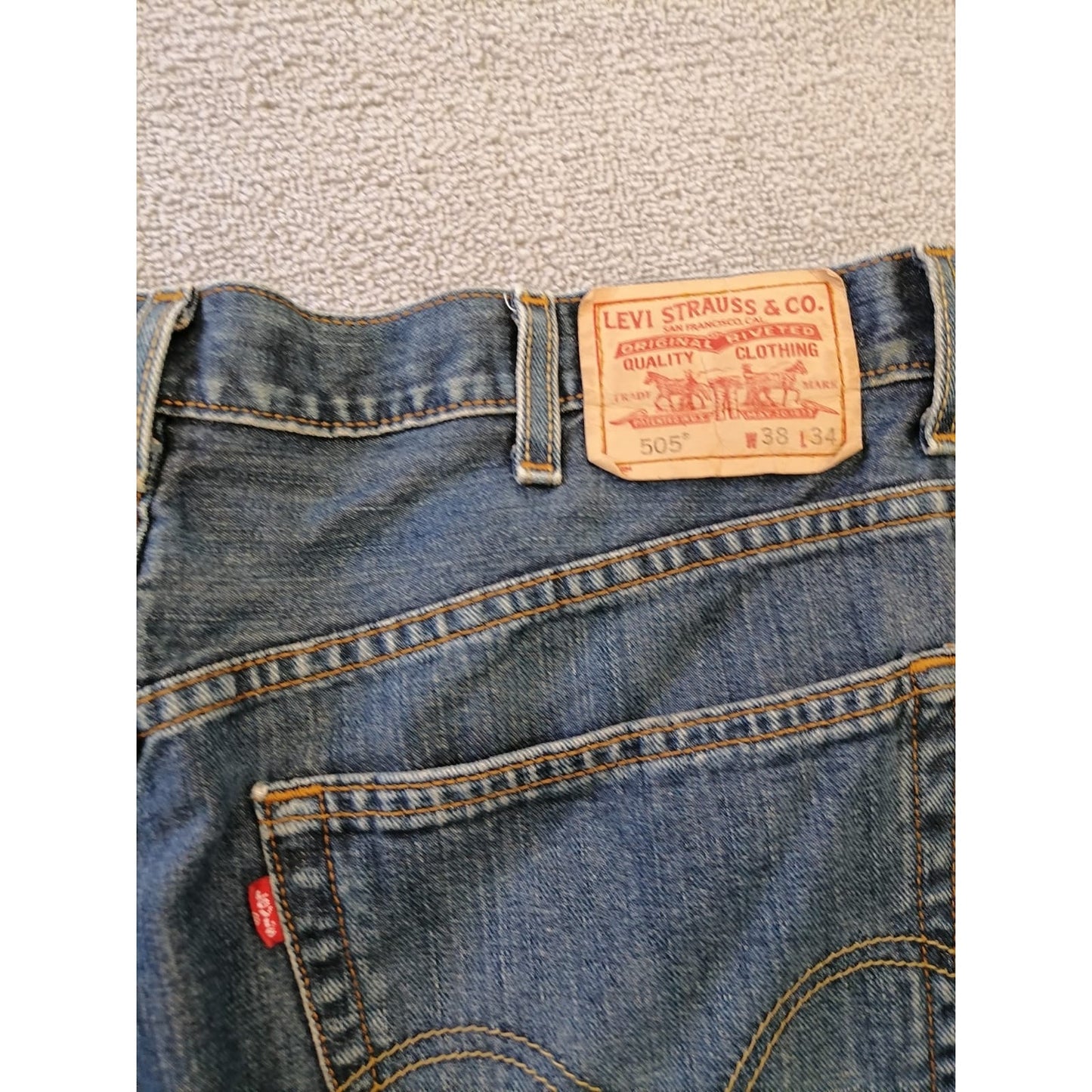 Levi's 505 Male W38 L34 Classic Blue Denim Jeans Regular Fit Durable Everyday