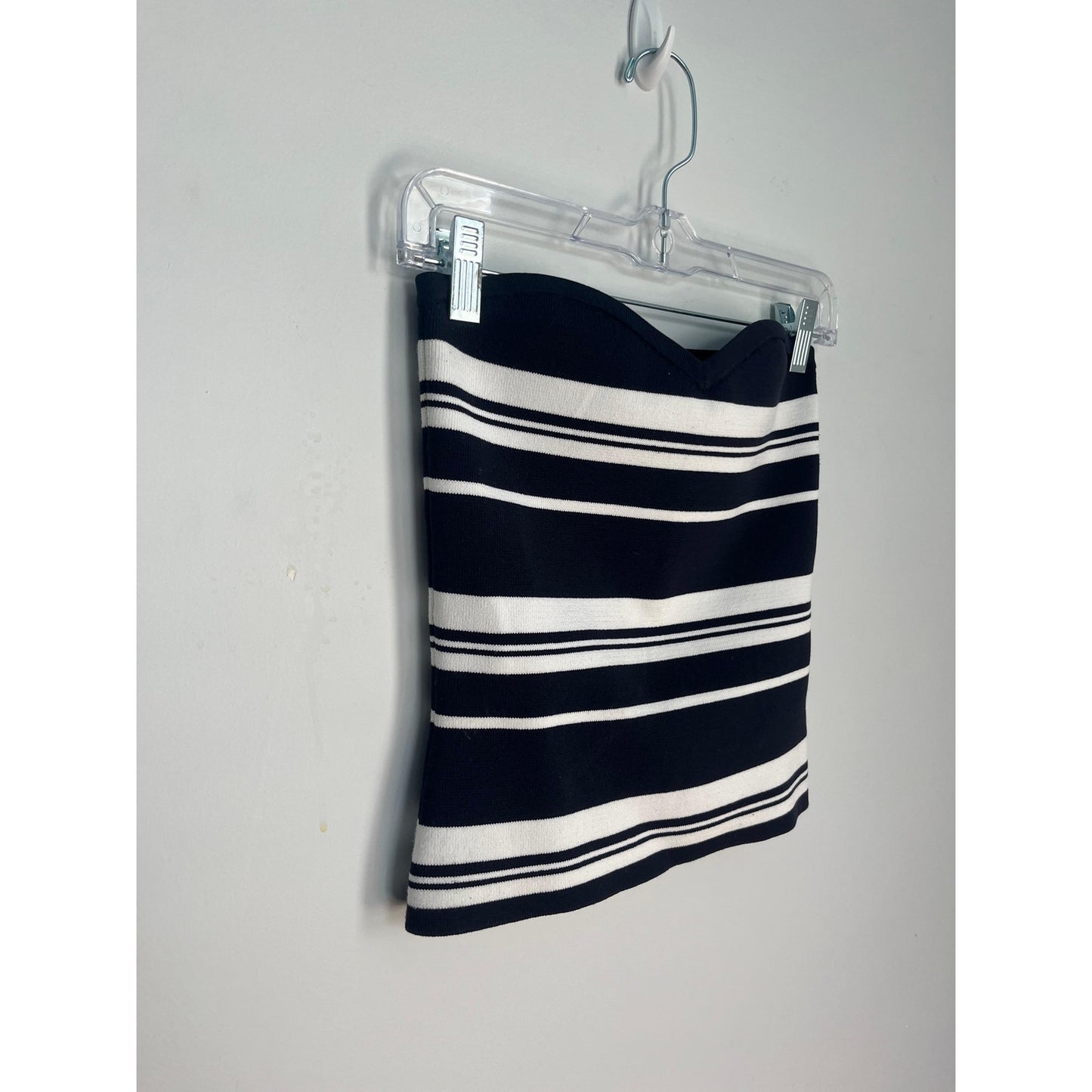Babaton Strapless Top Women Small Blue White Stripe Knit Tube Minimalist