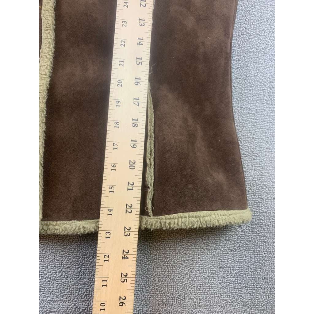 Boden Vest Women Large Faux Suede Shearling Lined Button Closure Brown