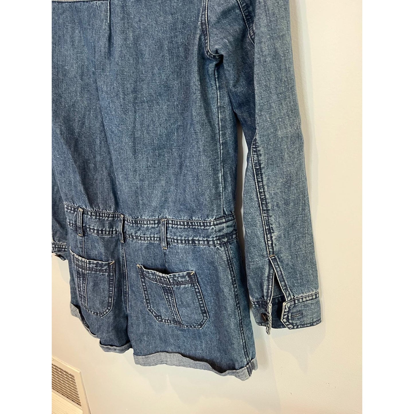 Abercrombie & Fitch Romper Women 4 Denim Long Sleeve Button Front