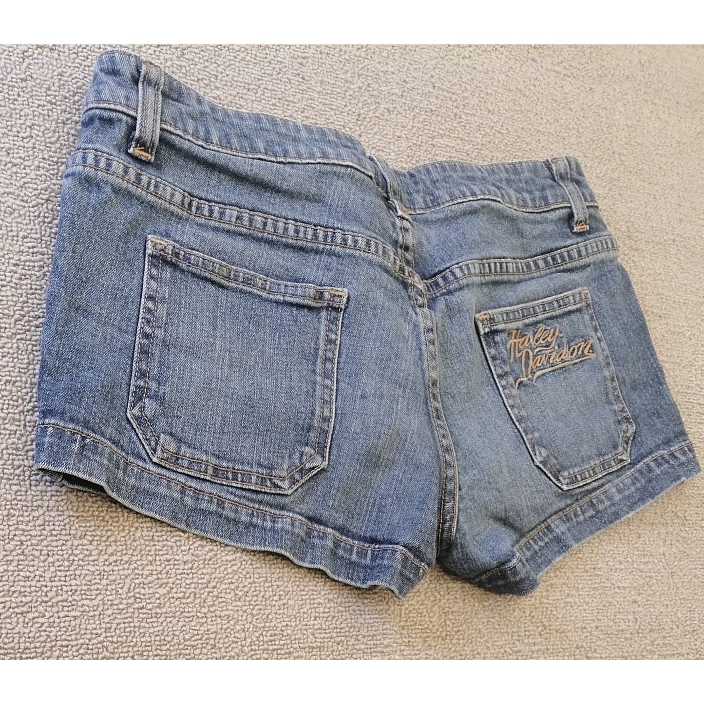 Harley-Davidson Women's Blue Denim Jean Shorts Biker Moto Style