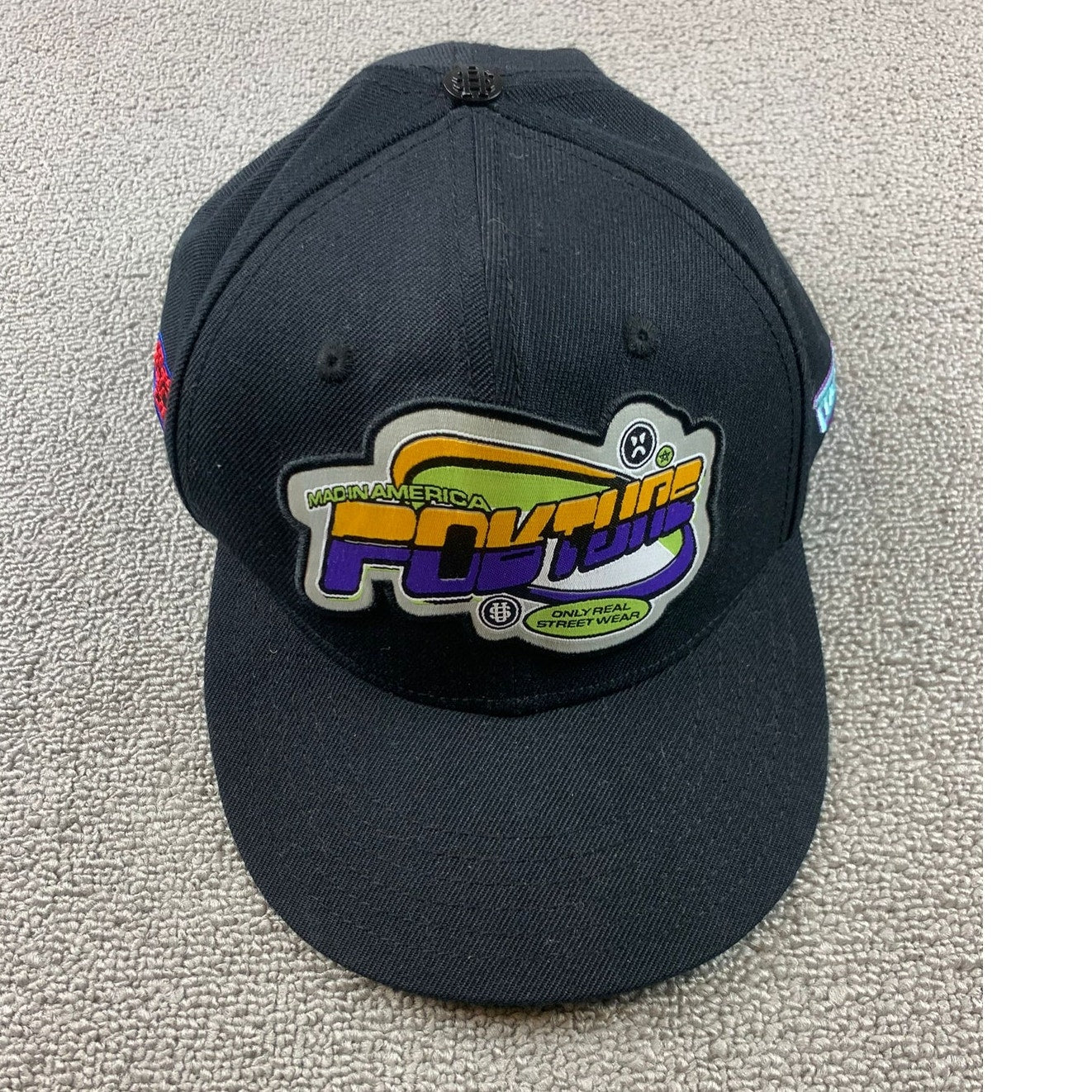 Fortune Men's Size 7 3/8  Streetwear Fortune Fitted Hat Black Graphic Cap