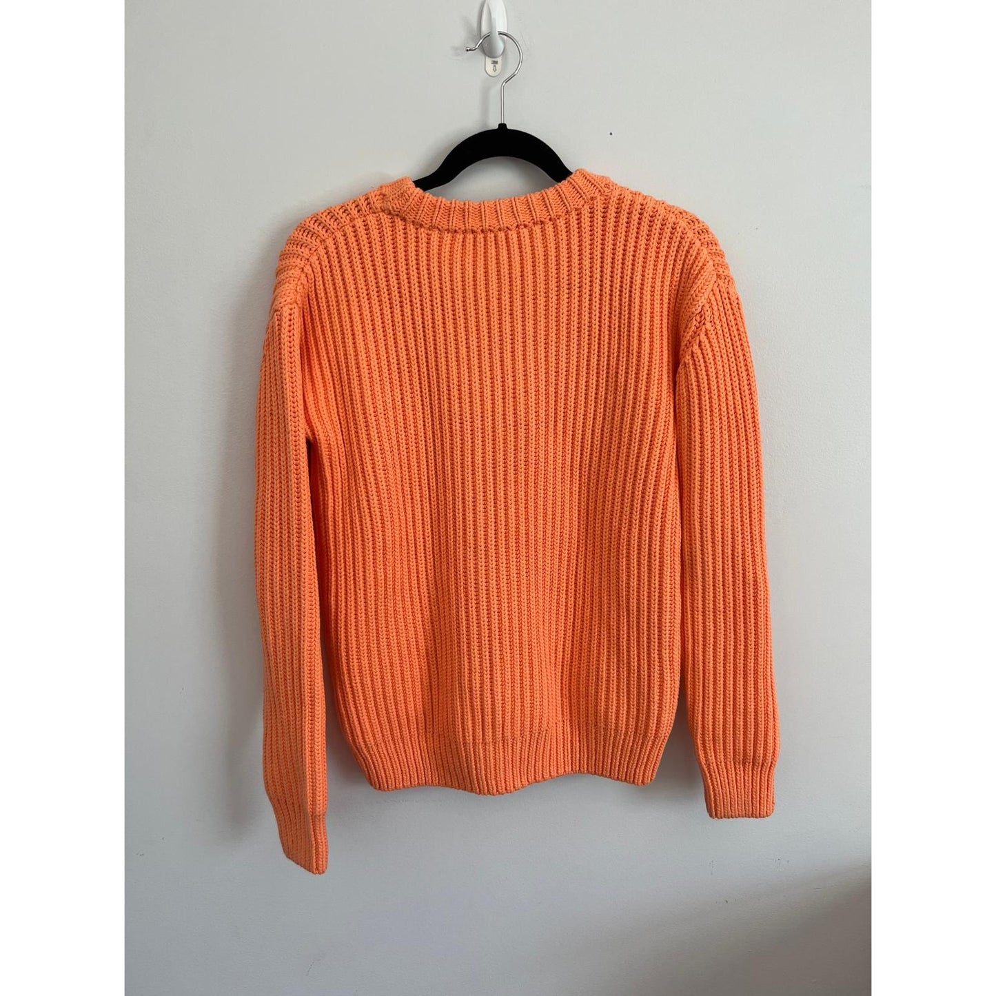Designers Remix Sweater Women XS Orange Ribbed Knit Pullover Cotton