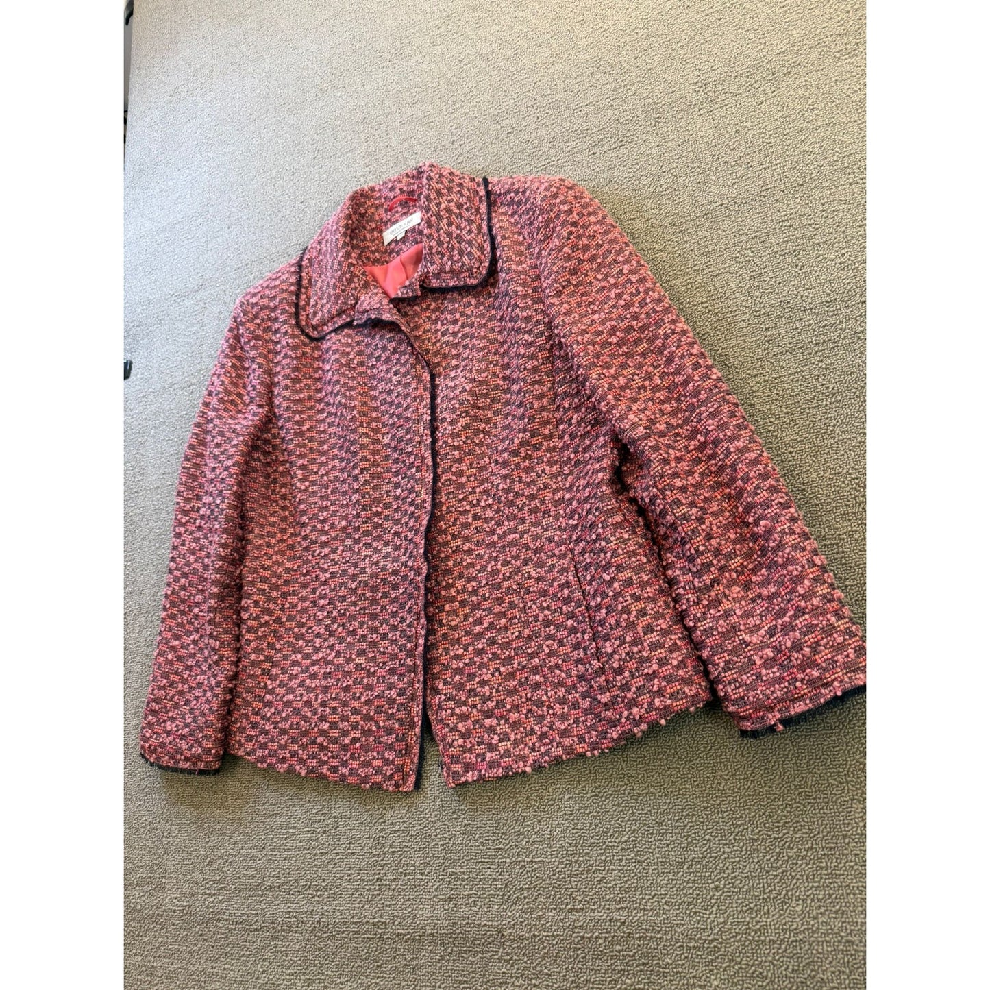 Emanuel Ungaro Size 14 Womens Pink Tweed Blazer Jacket