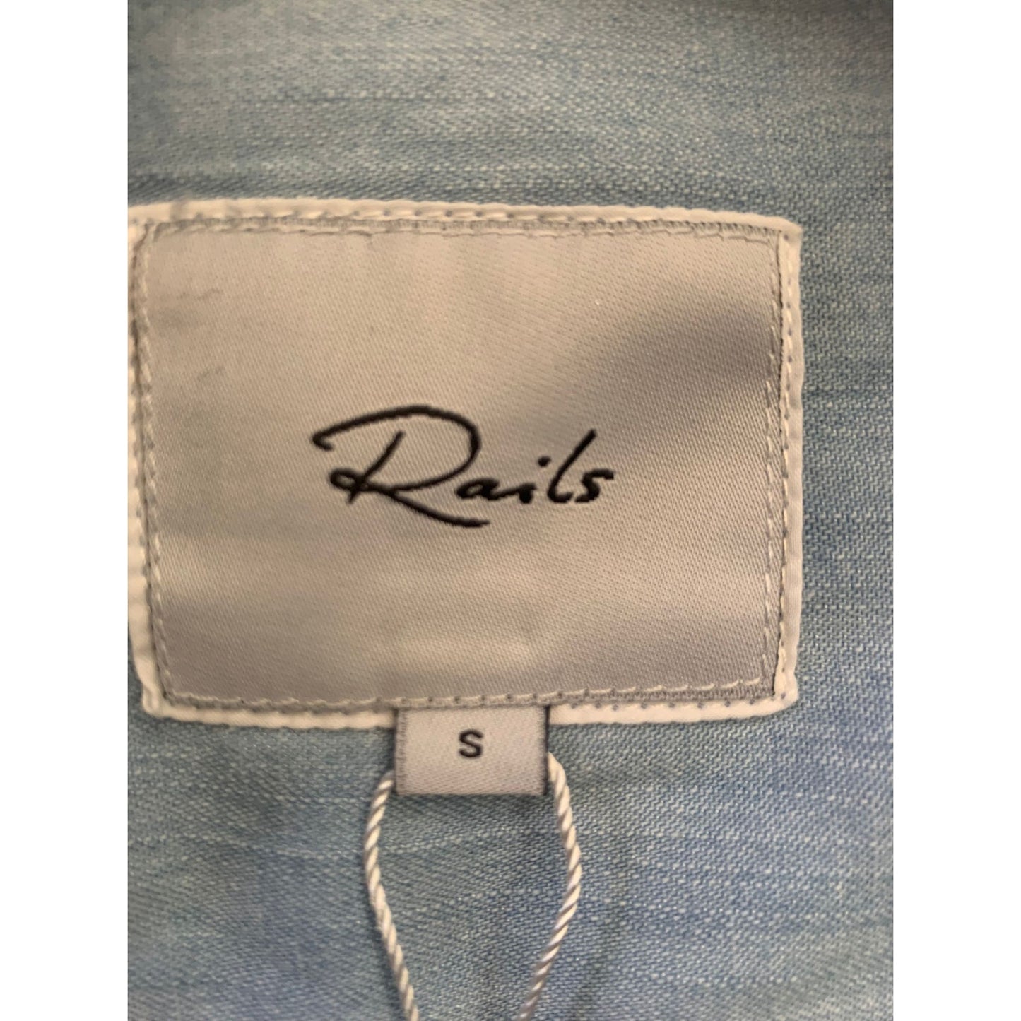 Rails Women's S Light Blue Embroidered Chambray Distressed Shirt