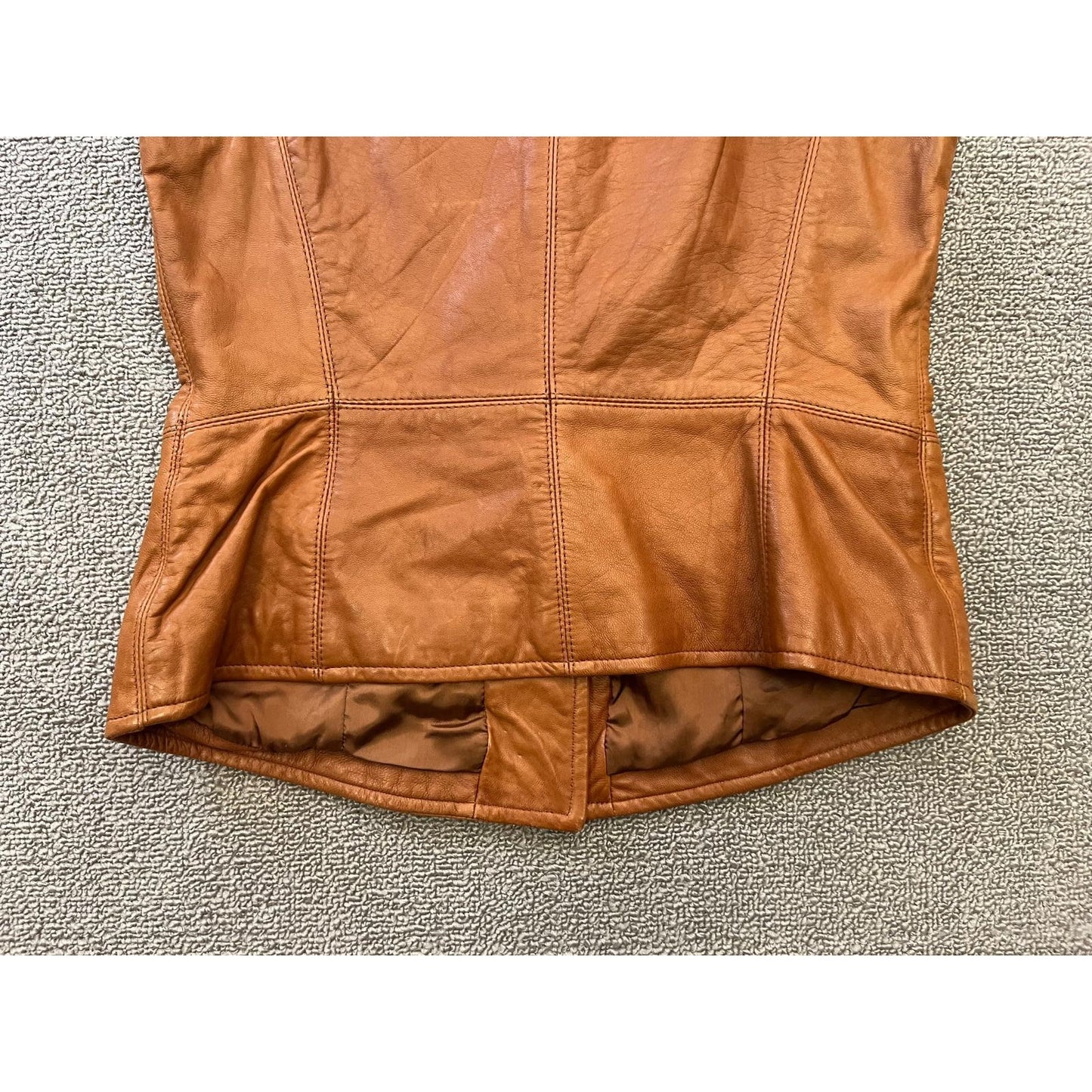Dana Buchman 100% Leather Vest Women 2 Petite Brown Button Closure