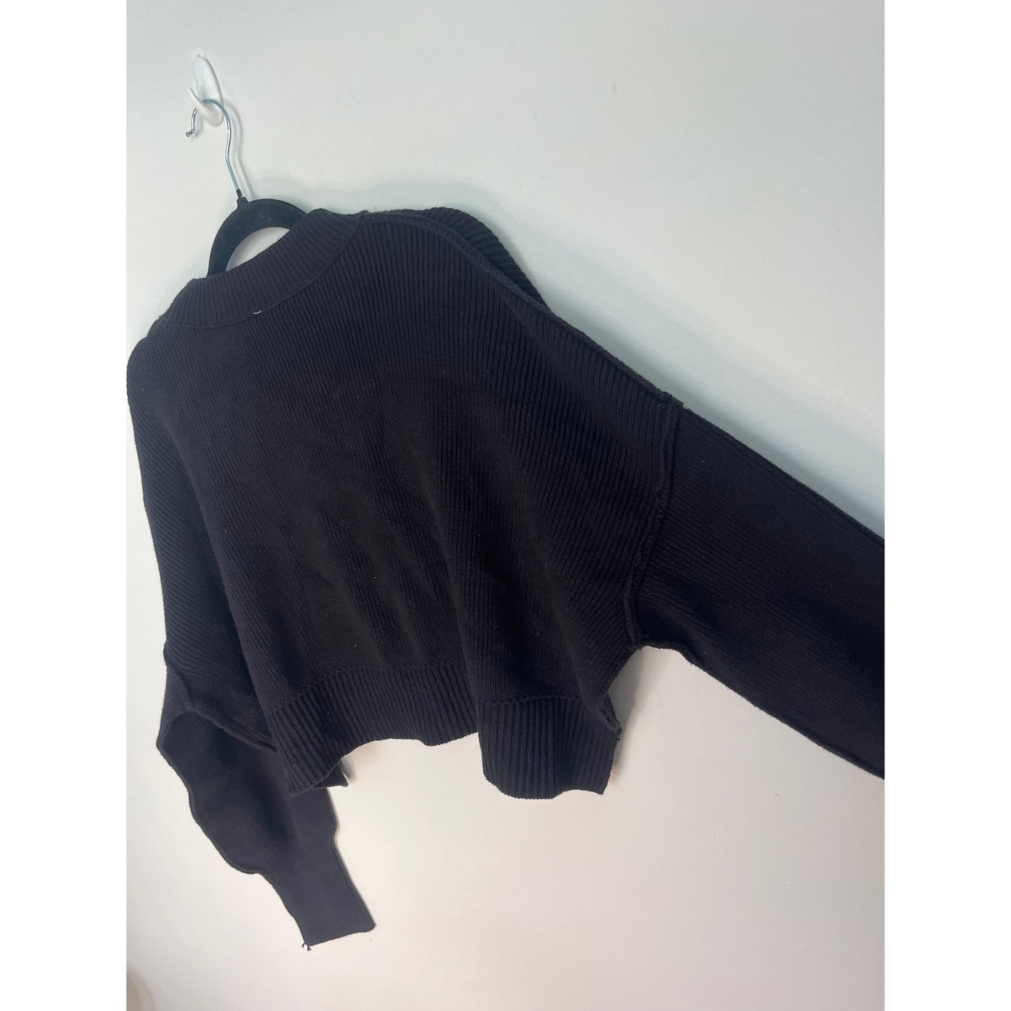 Free People Black Knit Sweater Women S Cropped Drop Shoulder Pullover