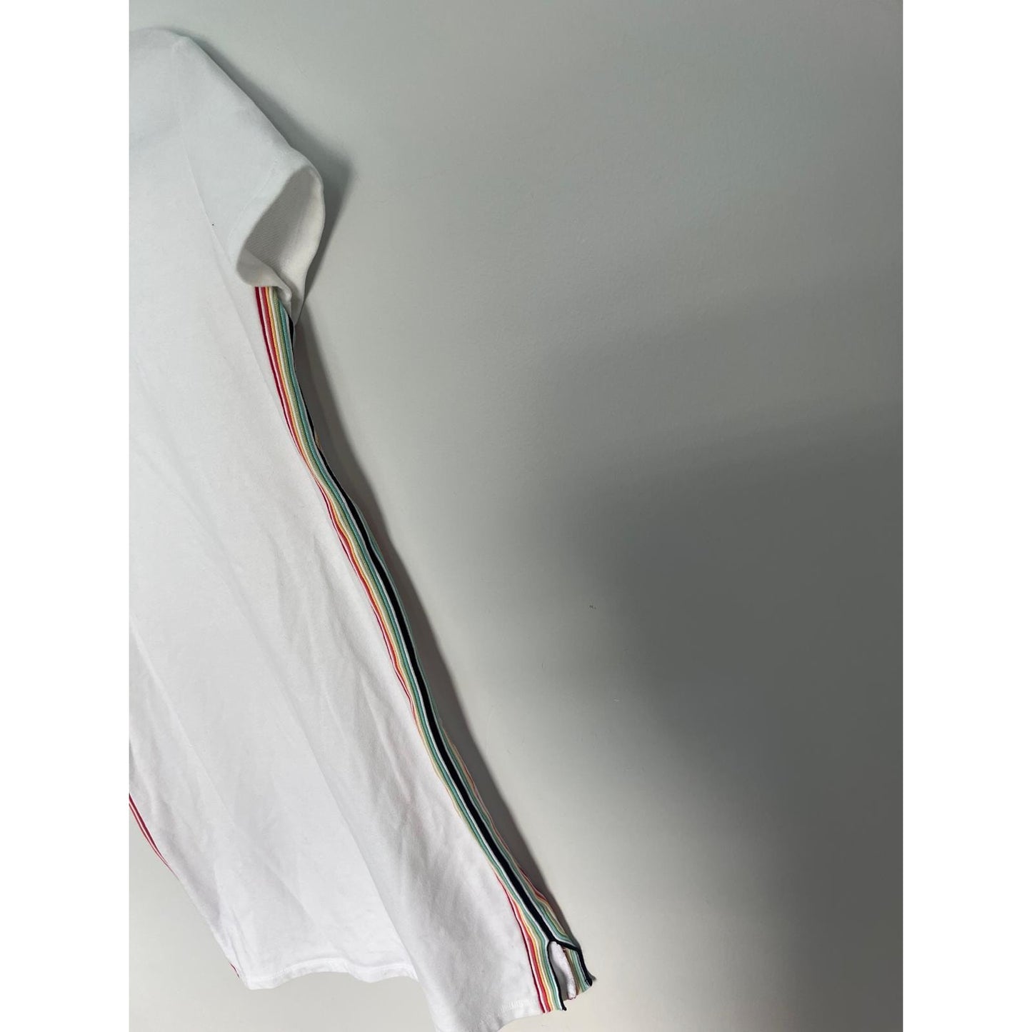525 America T Shirt Dress Women Small White Rainbow Stripe Side Tee