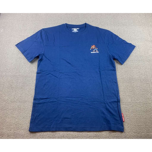 Members Only Mens M Blue Embroidered Bear Knife Scary Cotton Crewneck T Shirt