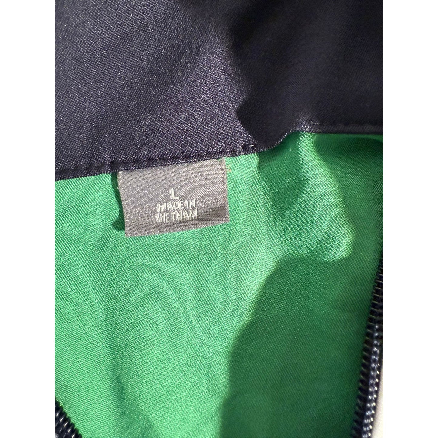 Green Navy Color White Turtleneck Jacket Women L Fall Athletic