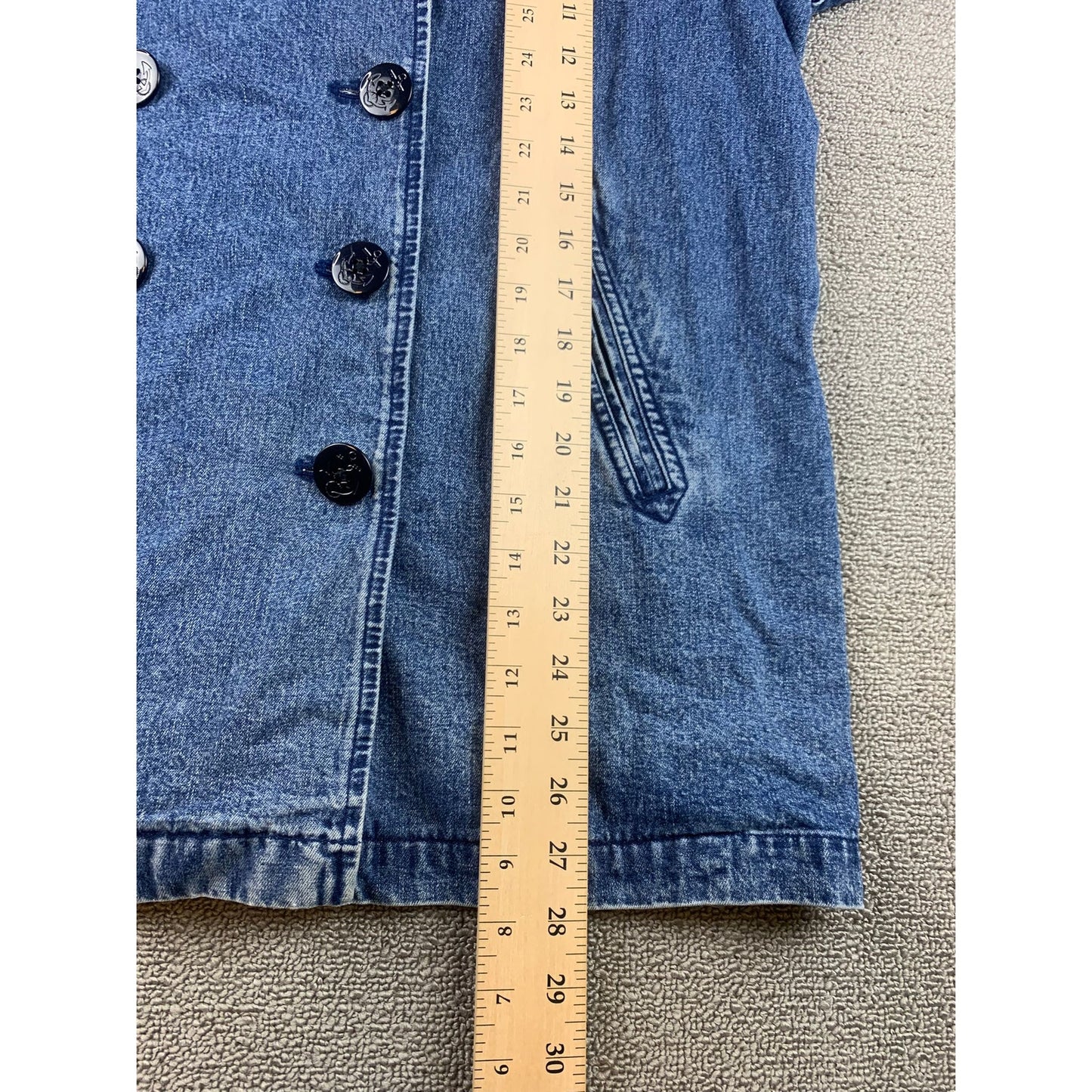 Vintage Lauren Jeans Co Ralph Women's Denim Peacoat Size Medium Made Hong Kong
