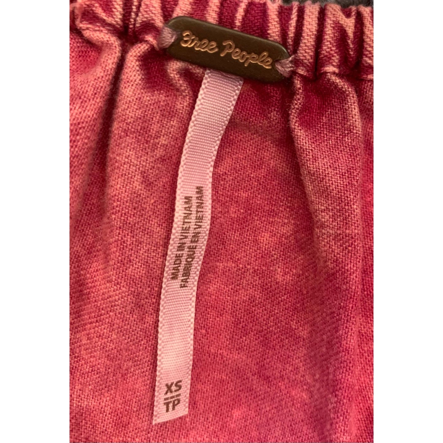 Free People Women's XS Petite Pink Acid Wash Mini Dress Tie Back