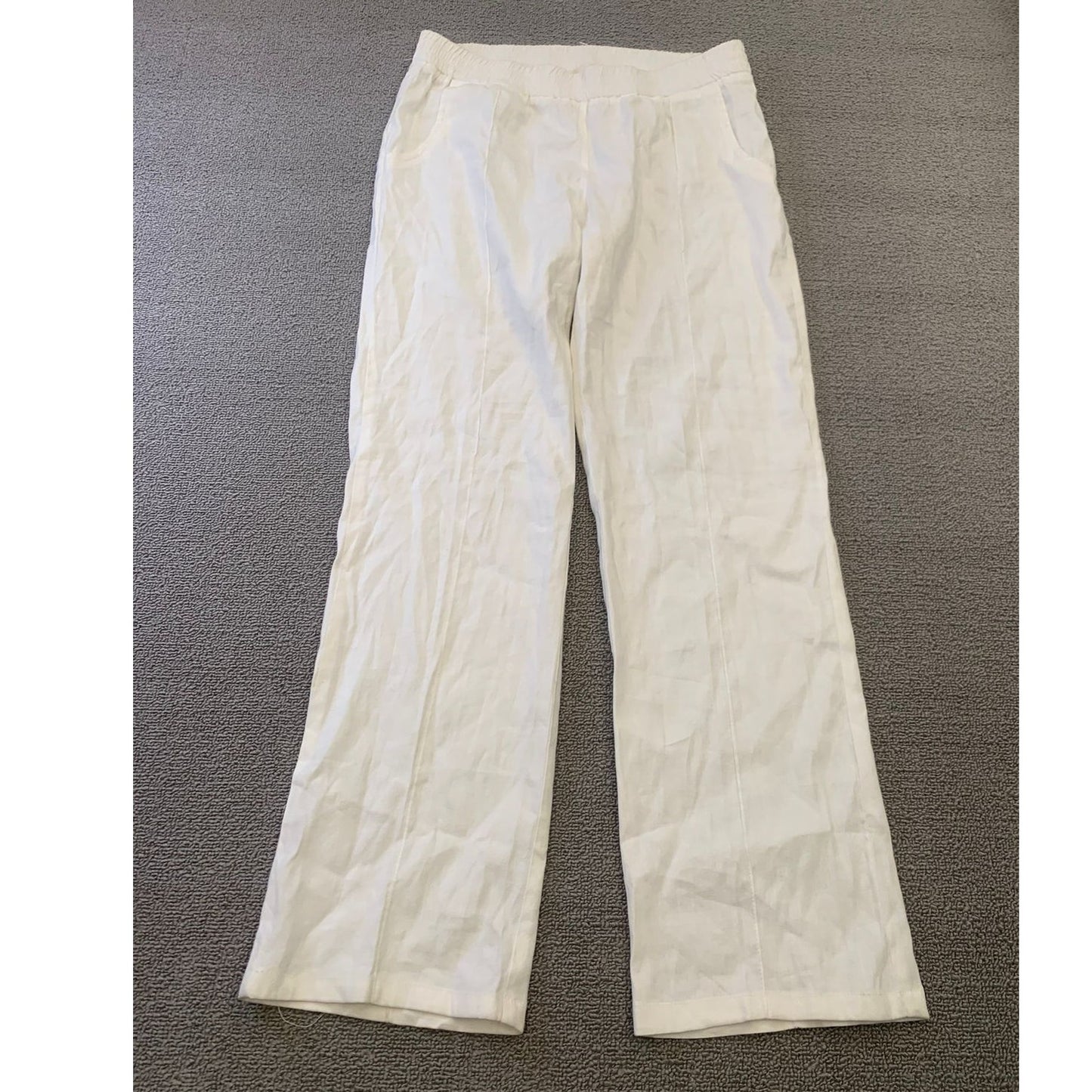 Monrow Women Medium White Wide Leg Linen Blend Pants
