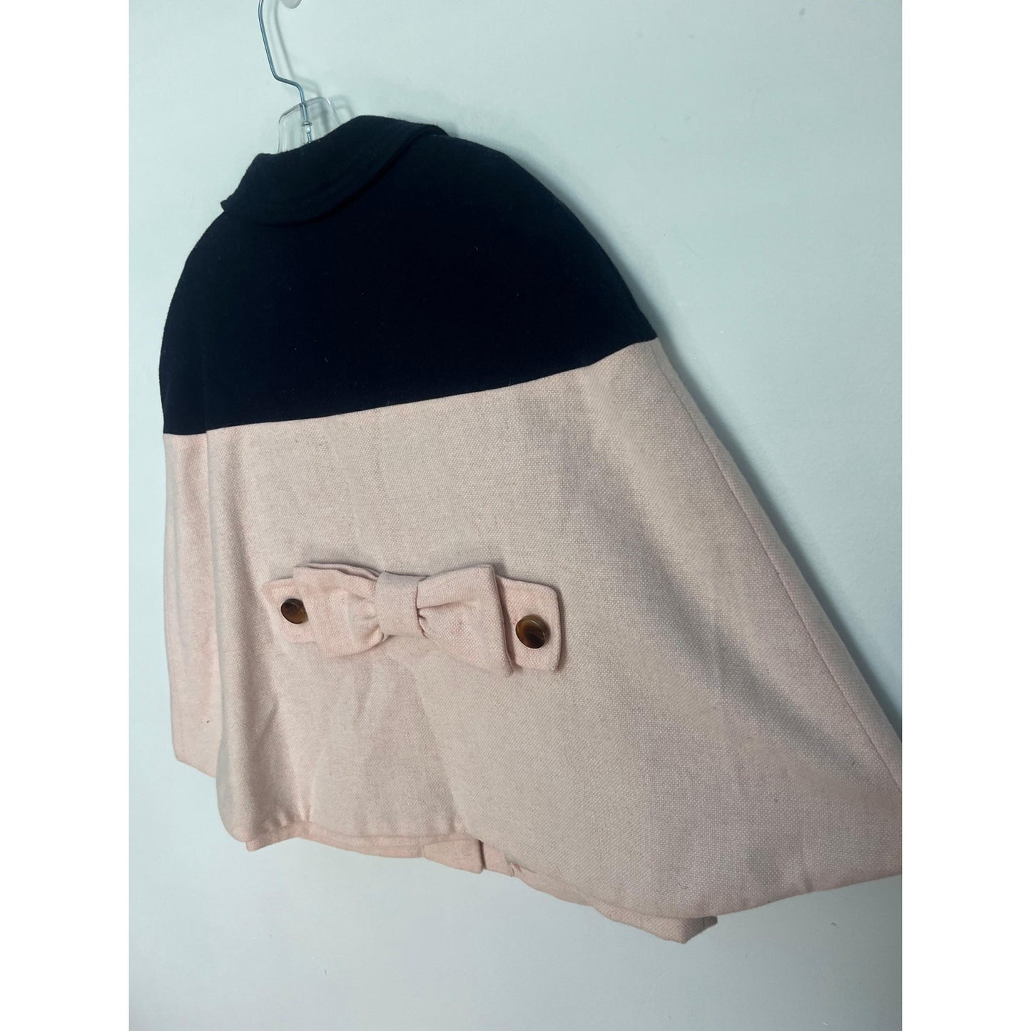 Hucklebones Cape Coat Girls 10Y Colorblock Wool Pink Navy Formal Outerwear