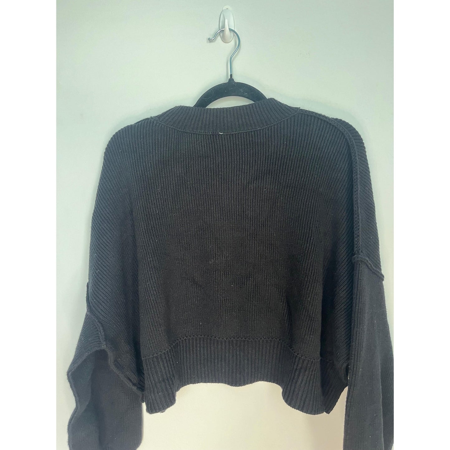 Free People Black Knit Sweater Women S Cropped Drop Shoulder Pullover