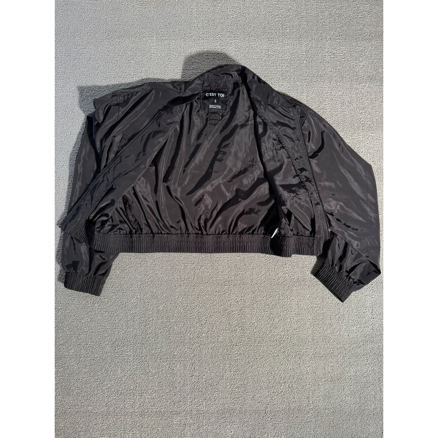 C’est Toi Black Cropped Zip‑Up jacket Size S Active Fall Urban City