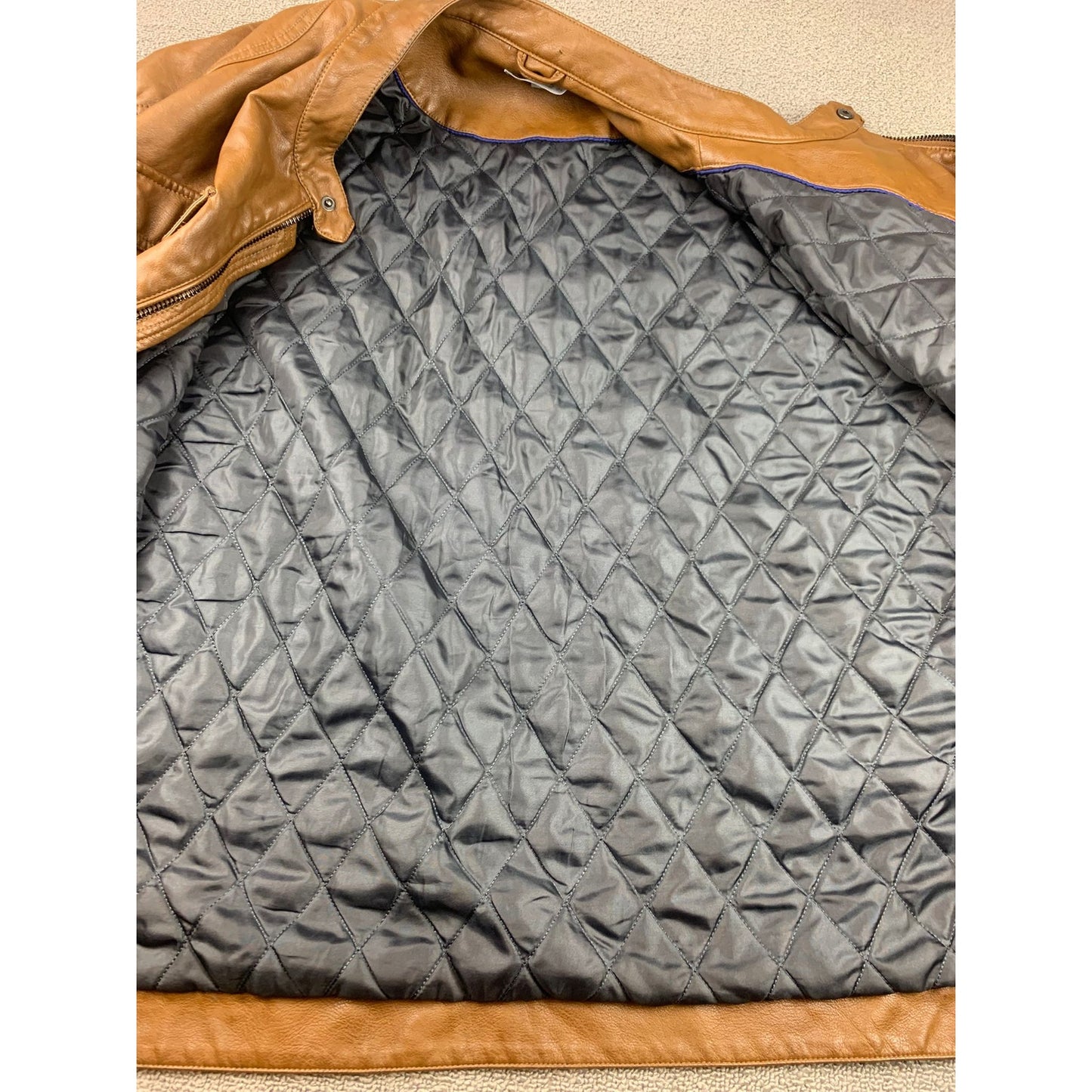 Paulo Solari Men's 5XL Brown Leather Jacket Quilted Lined