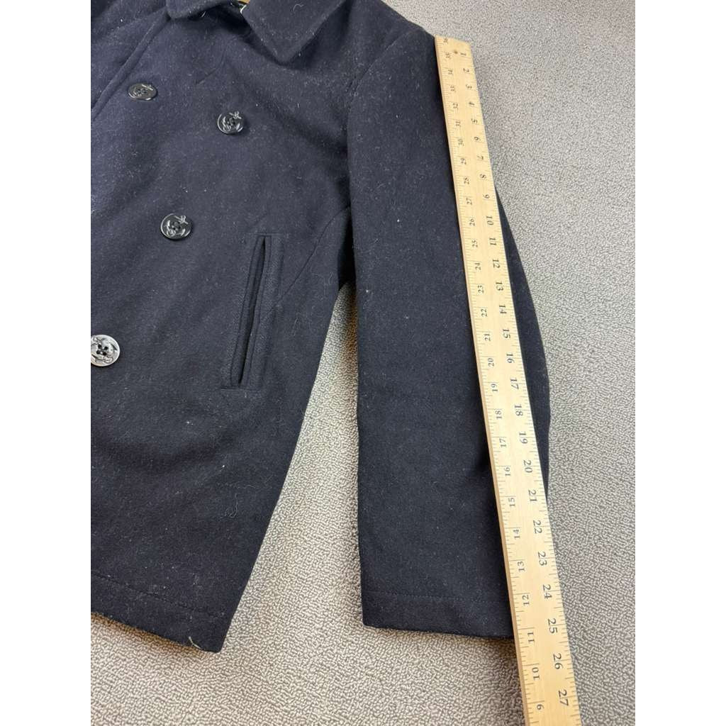 VTG J. Crew Dayswatter Navy Medium Double Breasted Military Peacoat 100% Wool