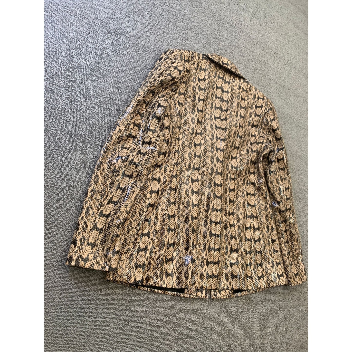 Danielle Bernstein Women's M Snake Print Tan Brown Black Blazer Faux Snake Skin